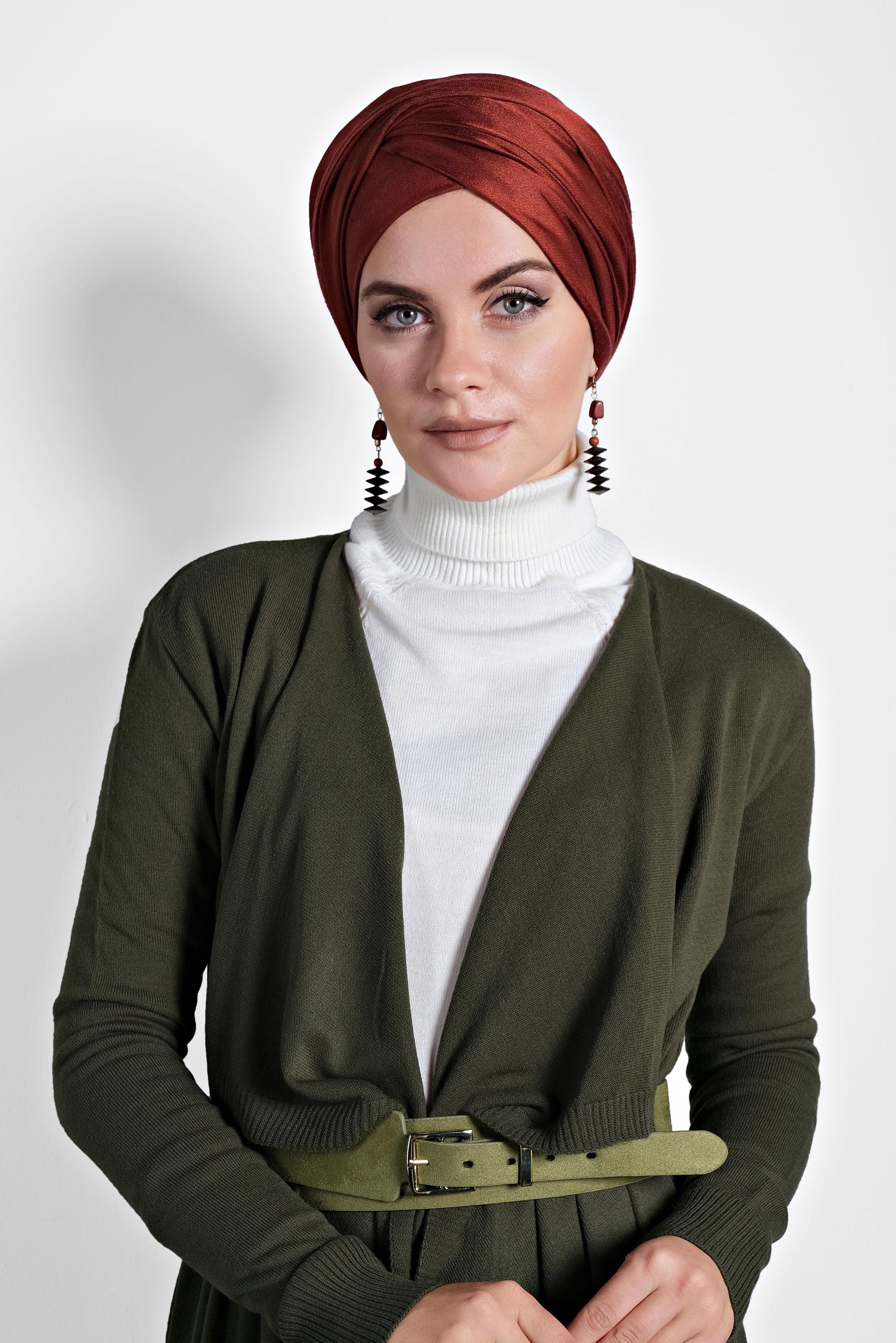 Tesettür giyim HAKİ ASİMETRİK KESİM TRİKO HIRKA 40036 