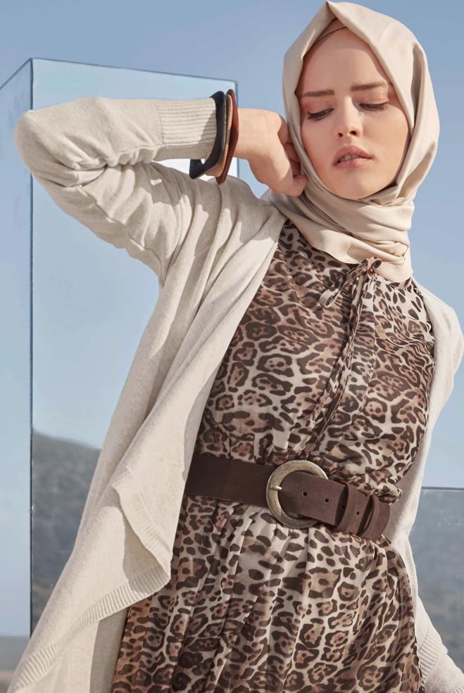 Tesettür giyim  ASİMETRİK KESİM TRİKO HIRKA 40036  - ALVİNA