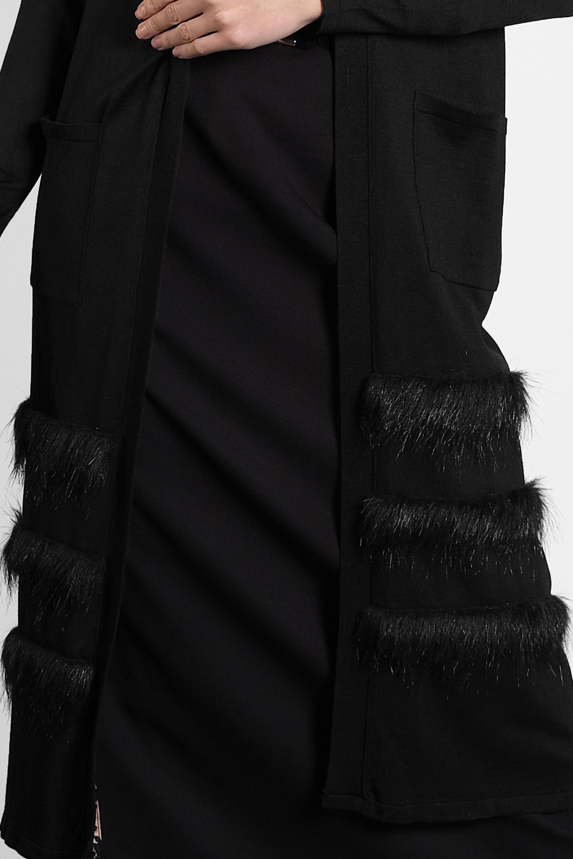 Tesettür giyim SİYAH ETEĞİ KÜRKLÜ TRİKO HIRKA 40045