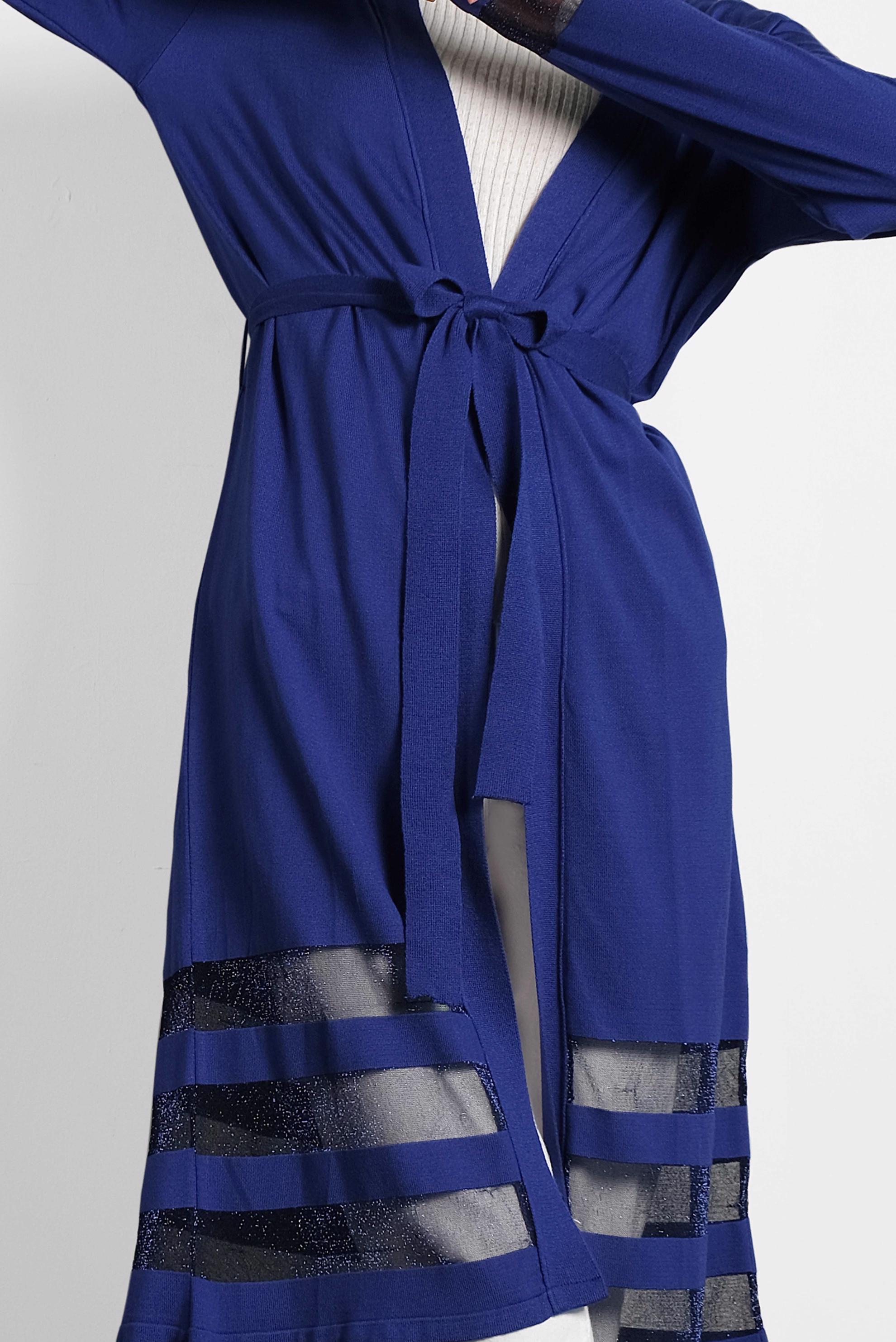 Tesettür giyim LACİVERT KUŞAKLI HIRKA 40050 