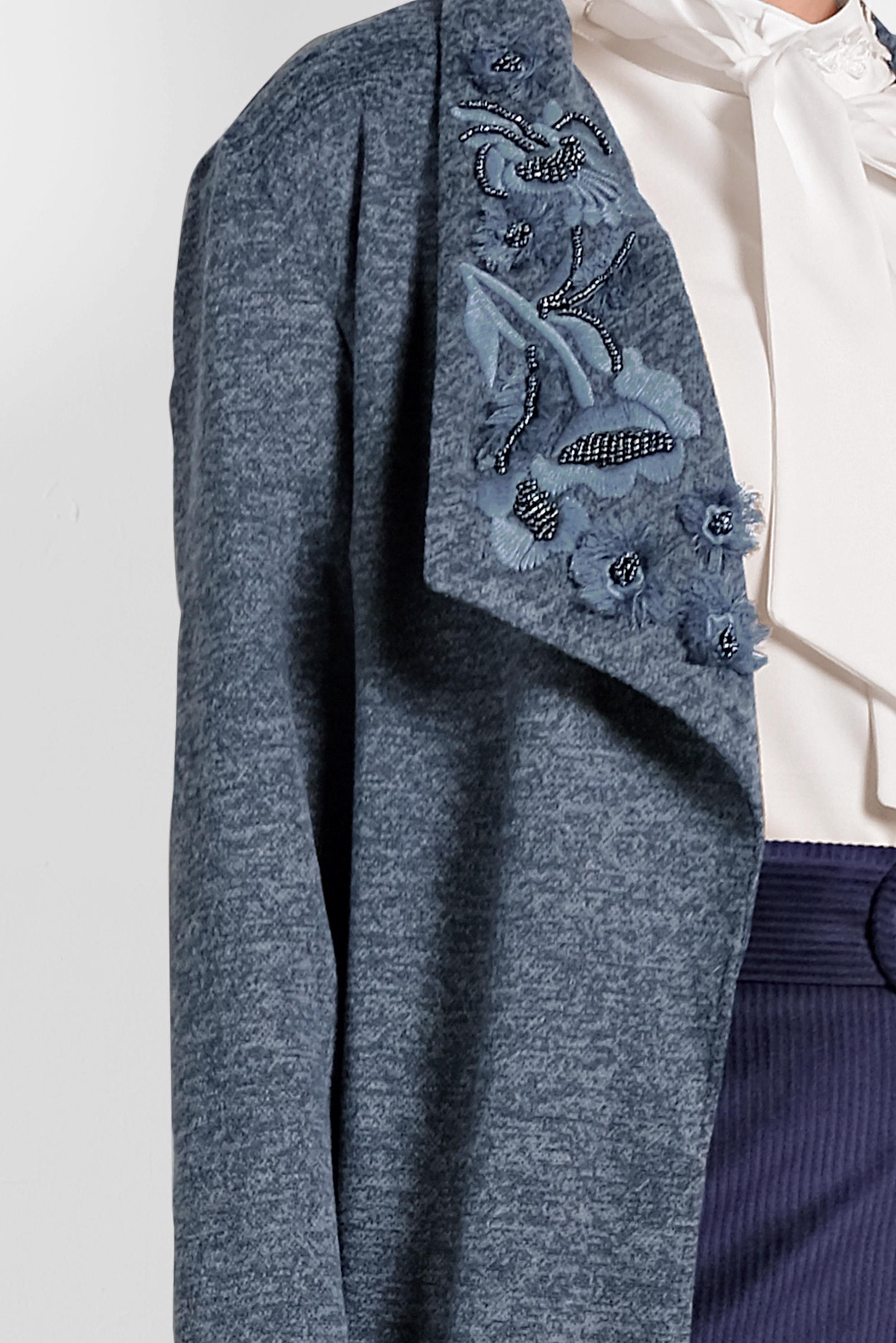 Hijab clothing NAVY BLUE COLLAR-EMBROIDERED BELTED CARDIGAN 40189