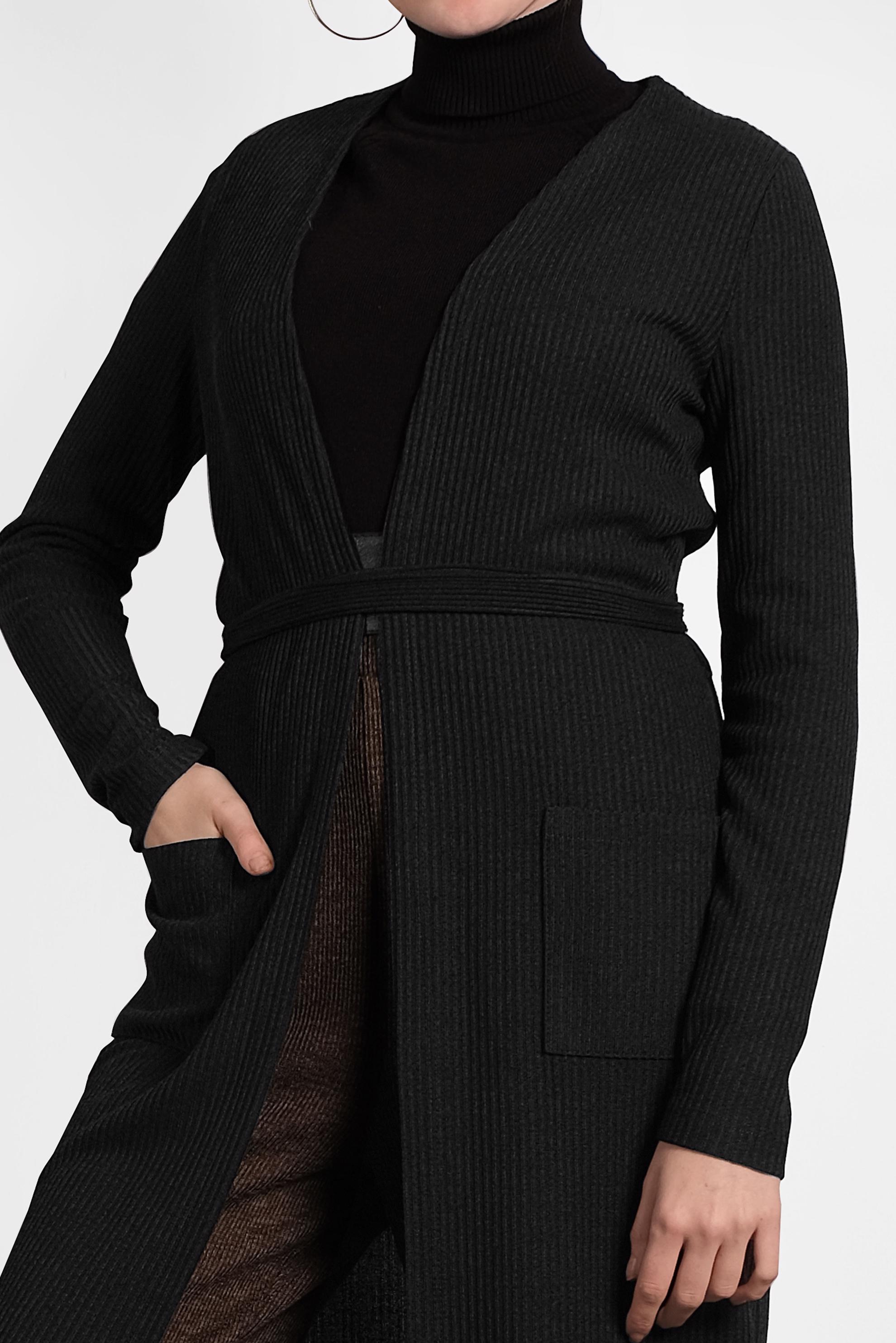 Tesettür giyim SİYAH CEPLİ TRİKO HIRKA 40354