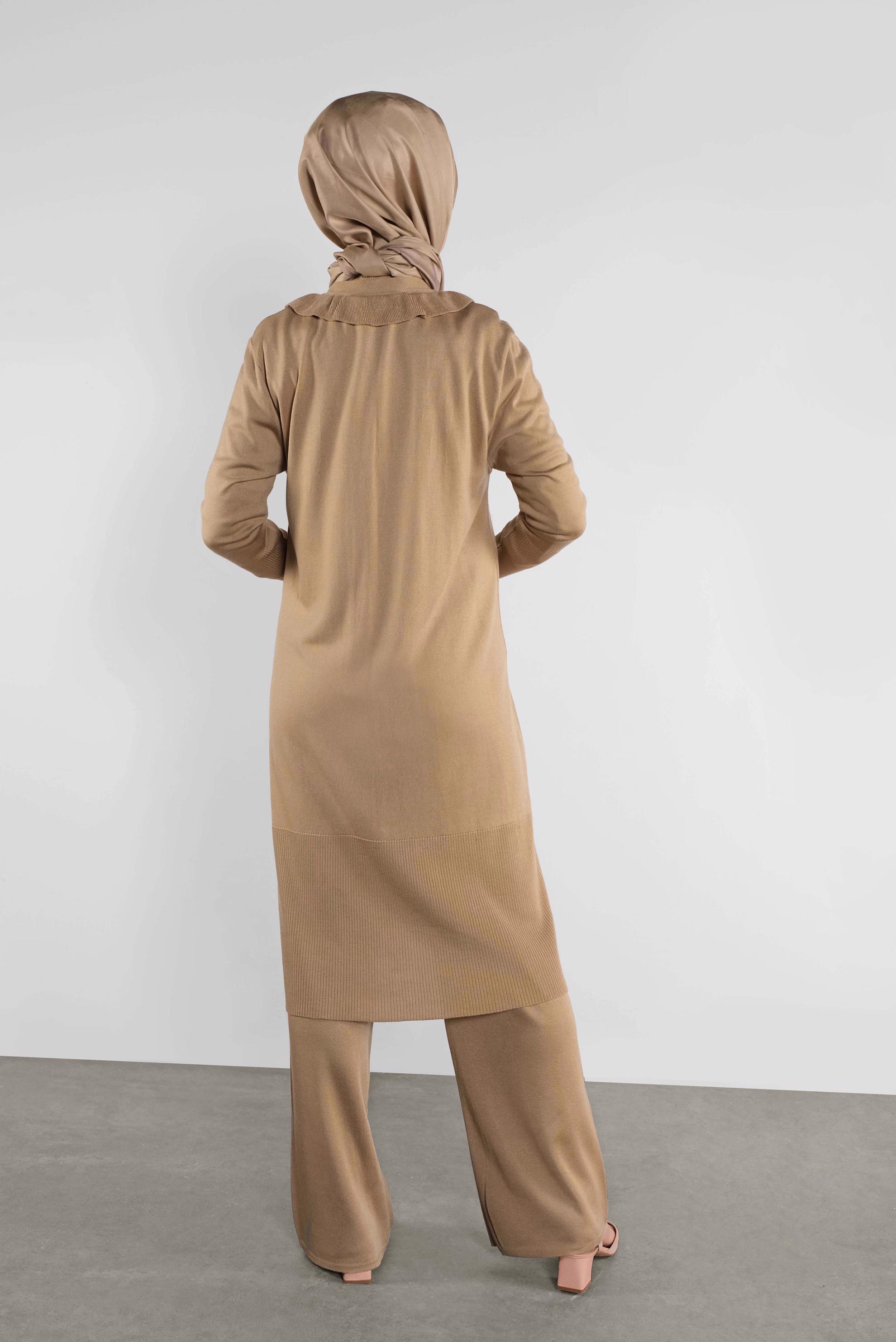 Tesettür giyim KAHVE  FIRFIRLI TRİKO HIRKA 41040 