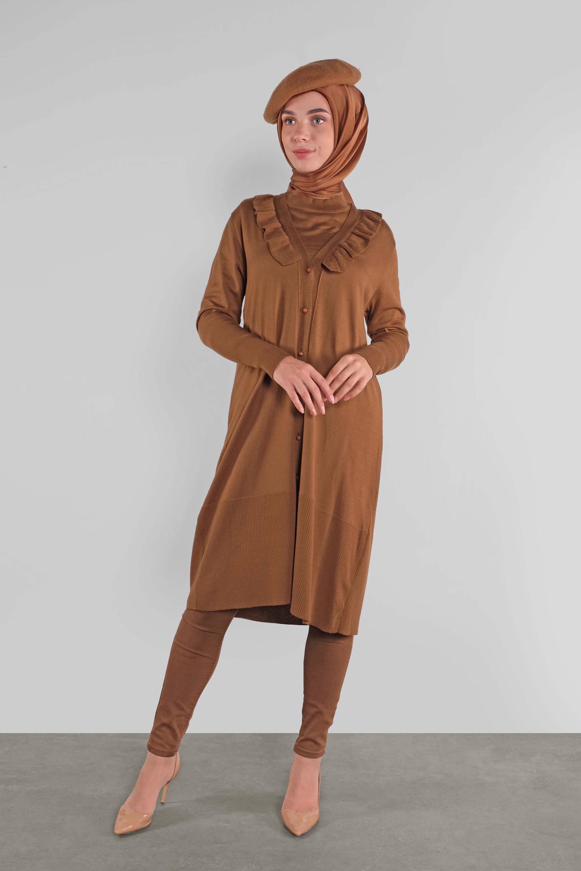 Hijab clothing TABA RUFFLED KNIT CARDIGAN 41040 