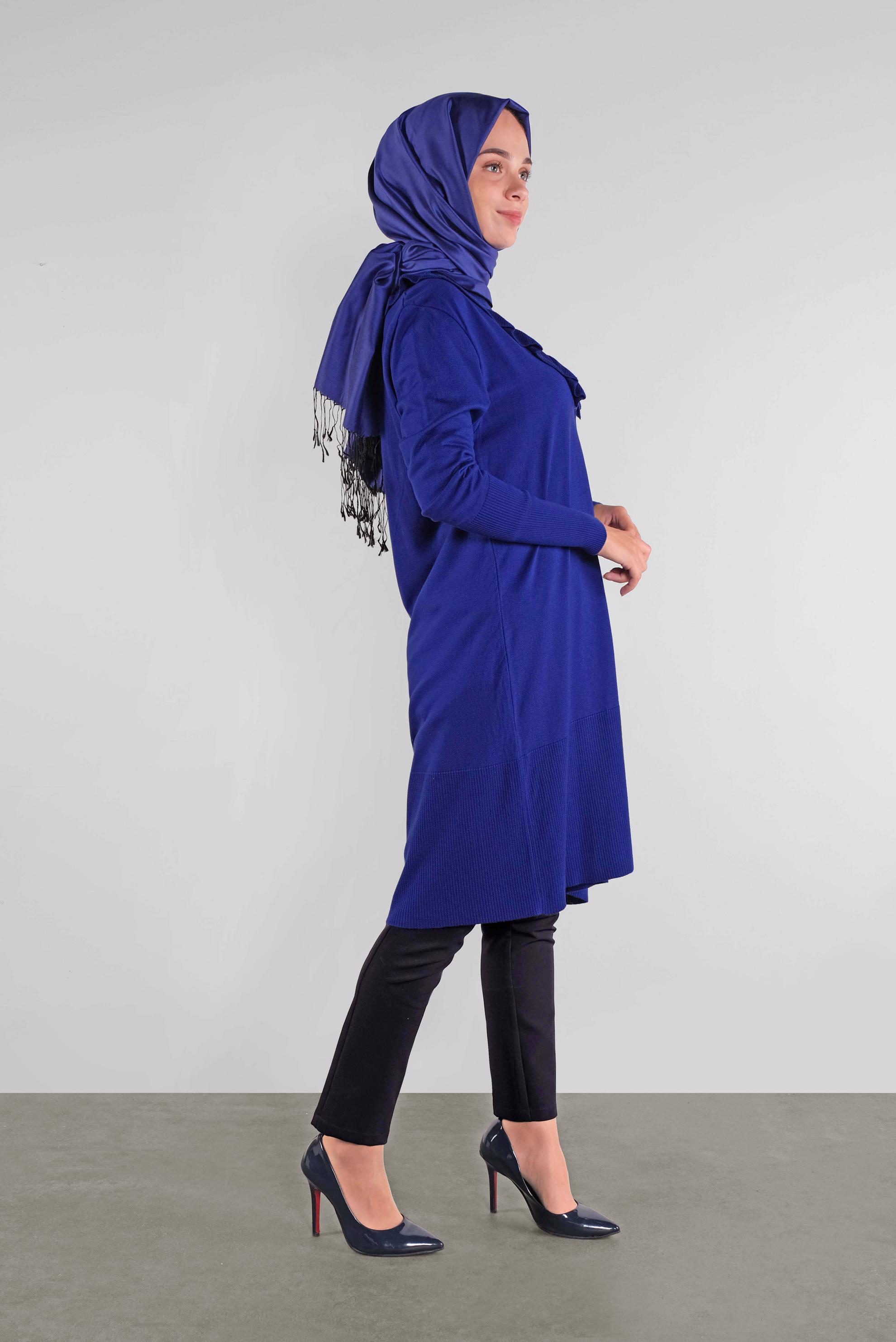 Hijab clothing NAVY BLUE RUFFLED KNIT CARDIGAN 41040 