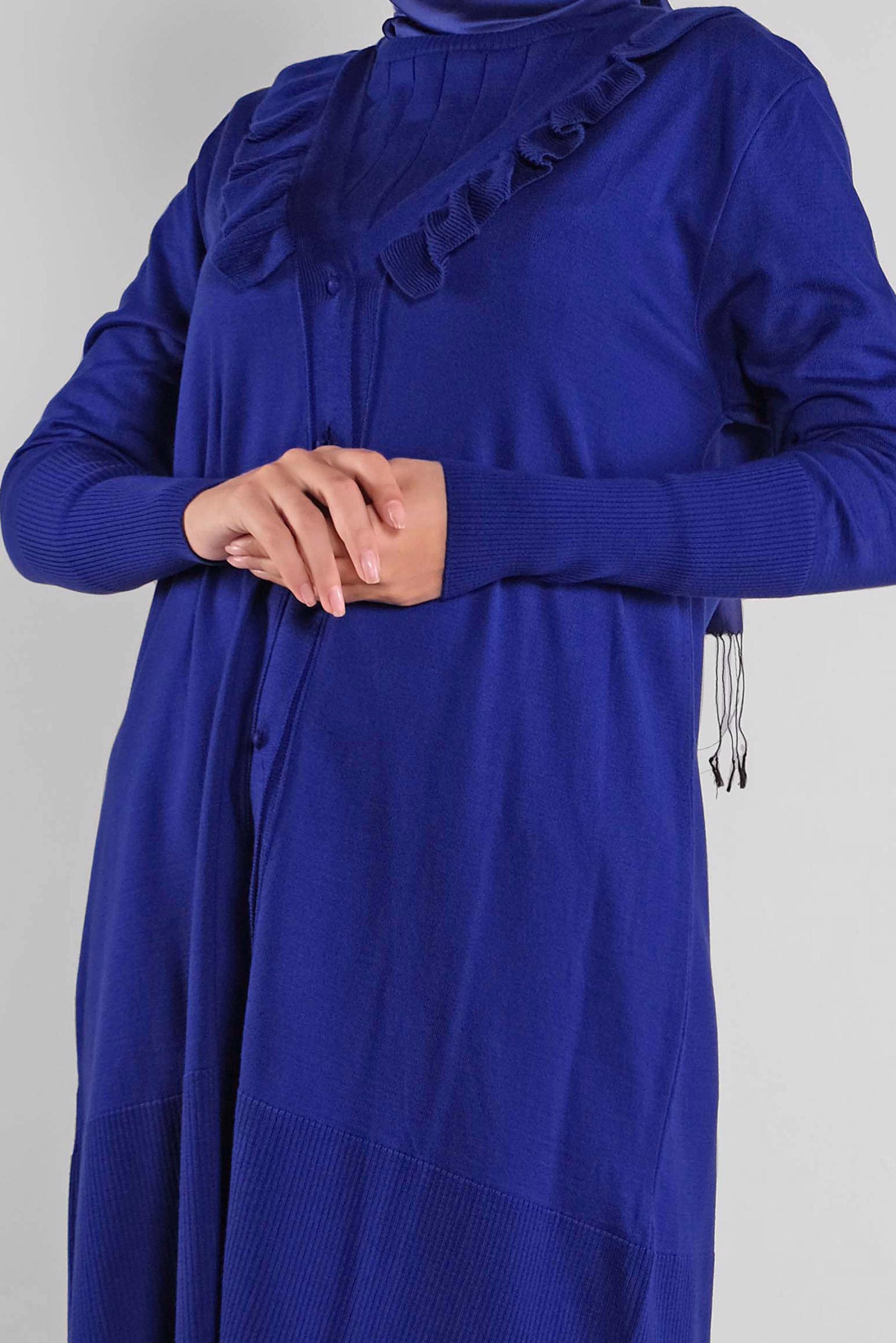 Hijab clothing NAVY BLUE RUFFLED KNIT CARDIGAN 41040 