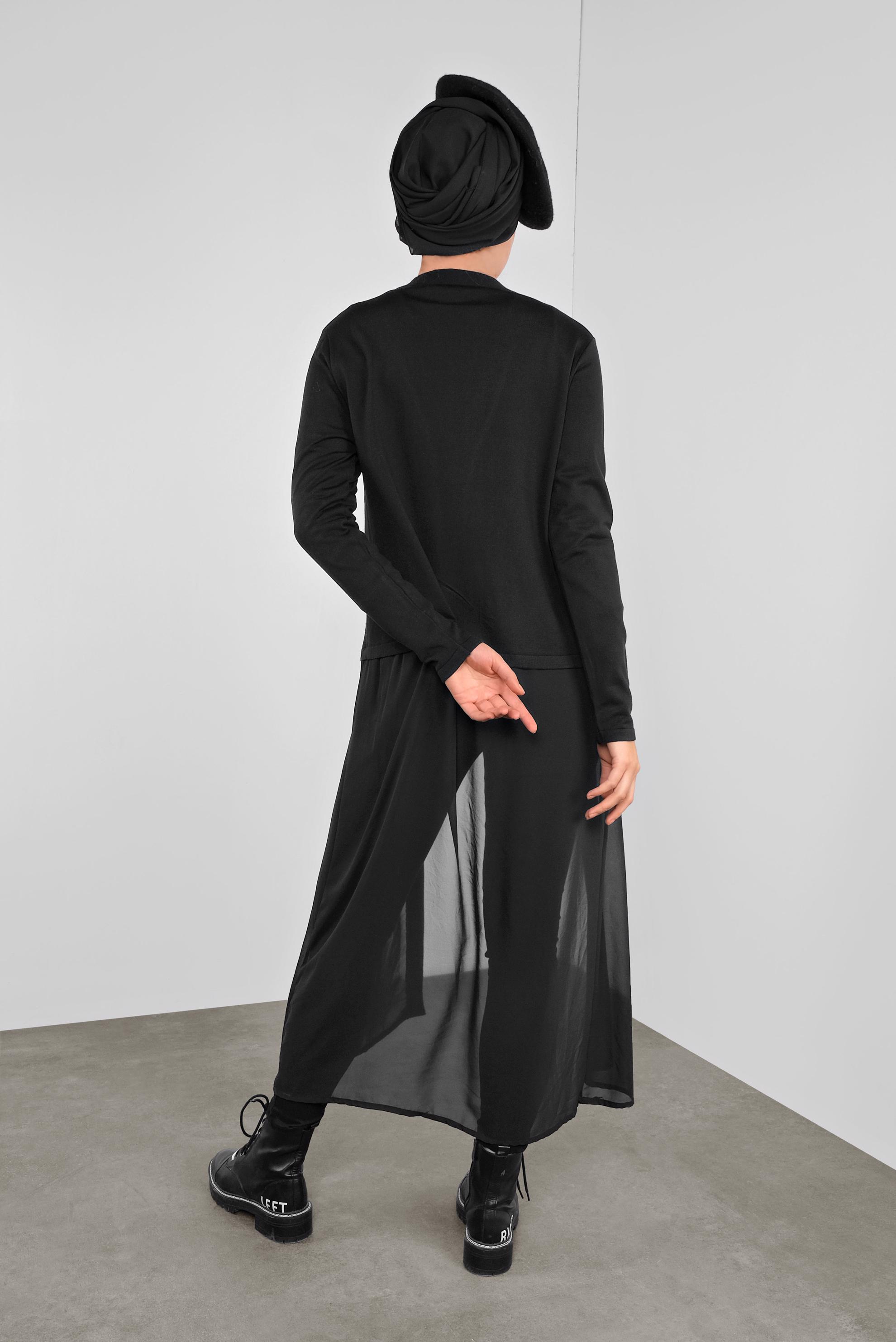 Tesettür giyim SİYAH KUMAŞ MİX TRİKO HIRKA 41043 