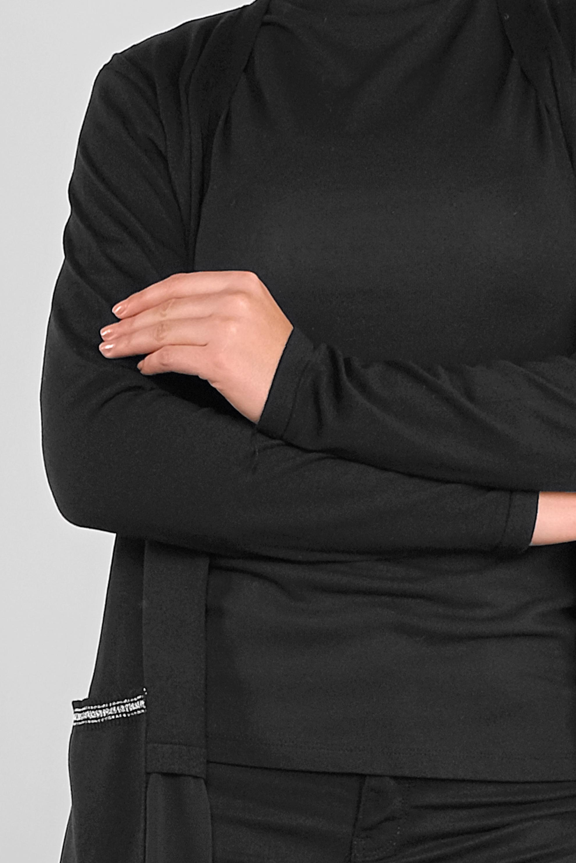 Tesettür giyim SİYAH KUMAŞ MİX TRİKO HIRKA 41043 