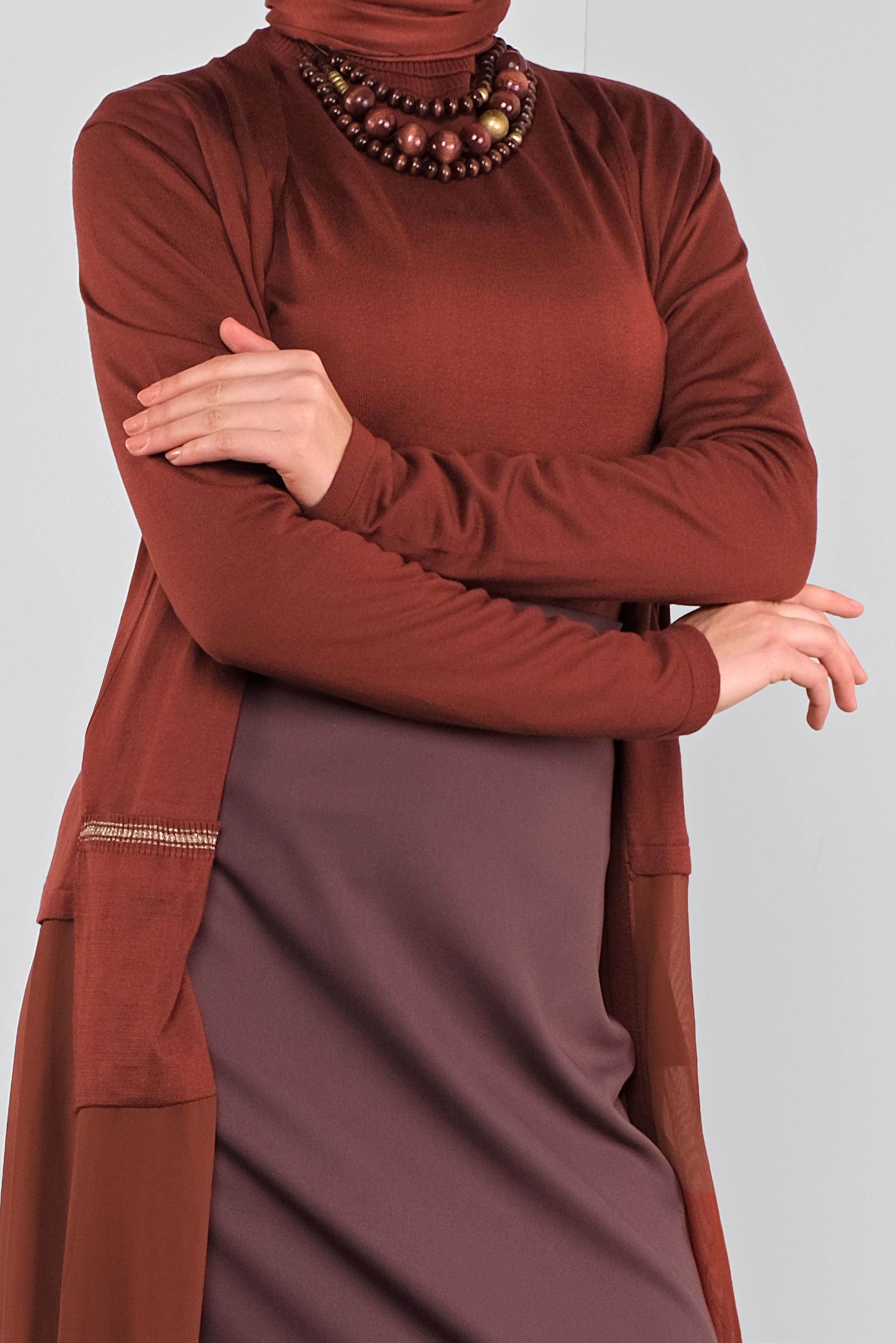 Tesettür giyim TURUNCU KUMAŞ MİX TRİKO HIRKA 41043 