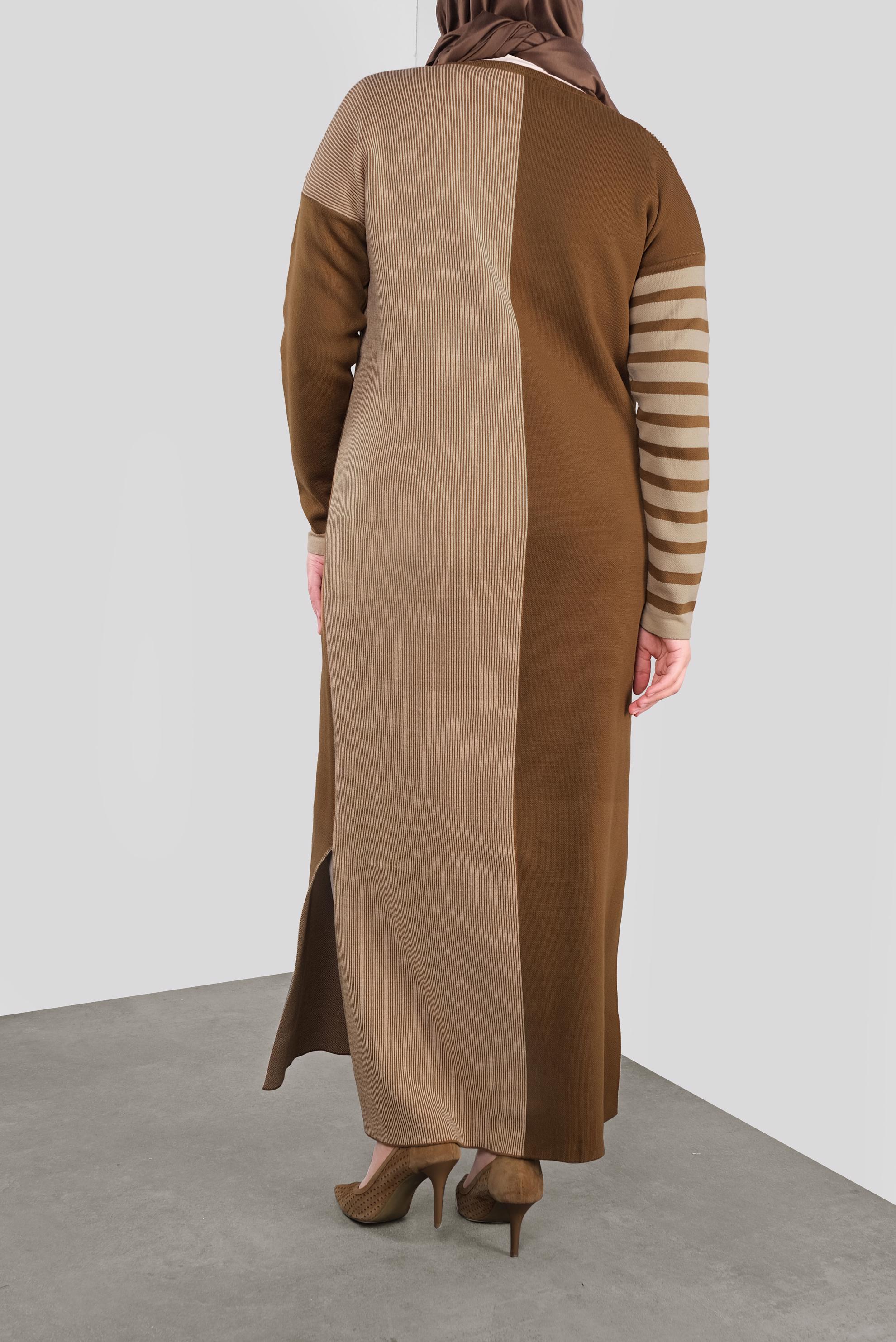 Tesettür giyim KAHVE FERMUARLI TRİKO HIRKA 41090 