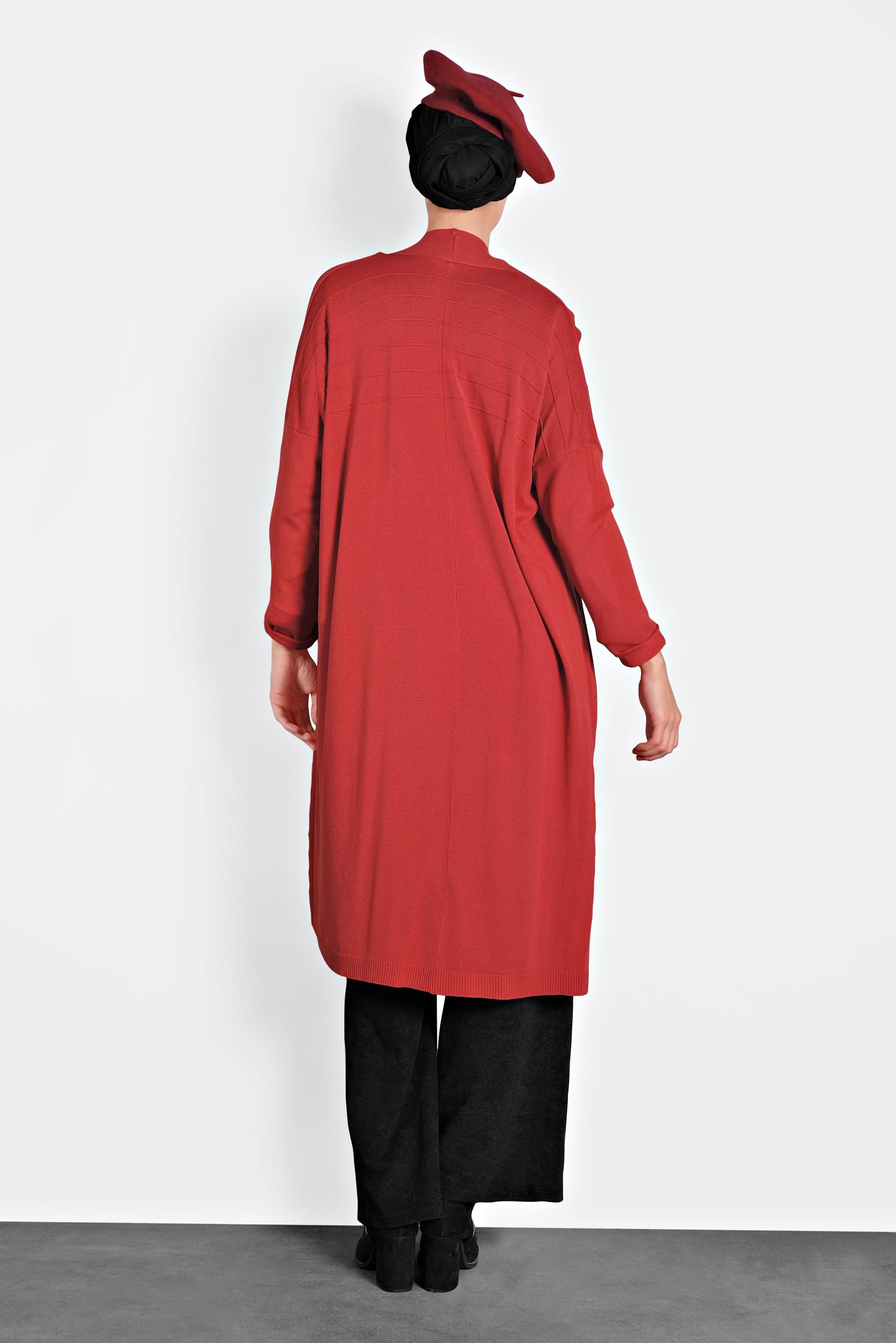 Hijab clothing RED FLOWING CARDIGAN 4133 