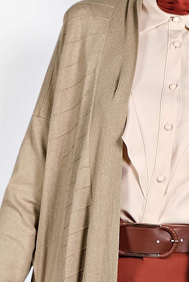 Hijab clothing BEIGE FLOWING CARDIGAN 4133  - ALVİNA