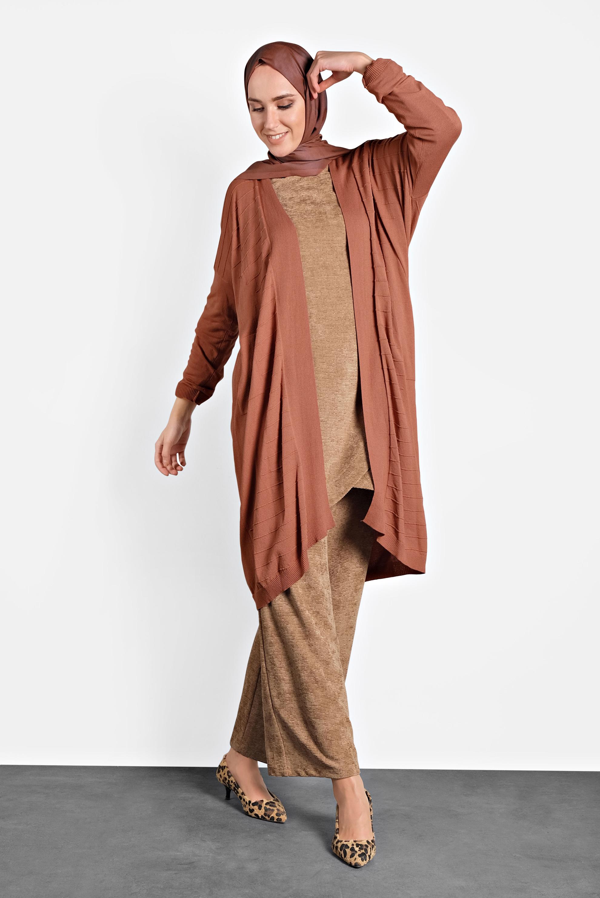 Hijab clothing ORANGE FLOWING CARDIGAN 4133 