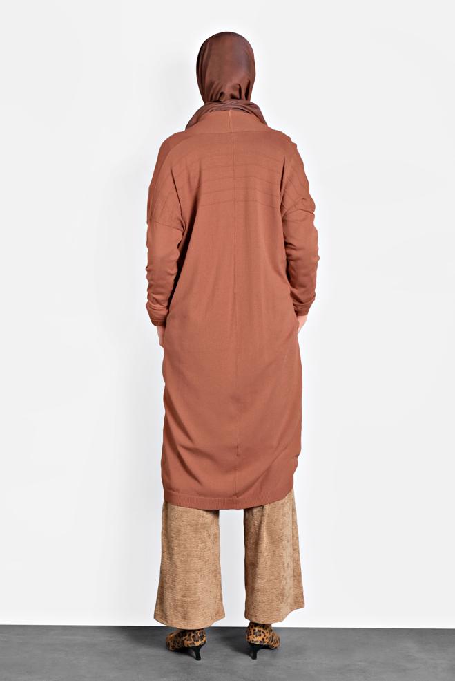 Hijab clothing ORANGE FLOWING CARDIGAN 4133  - ALVİNA