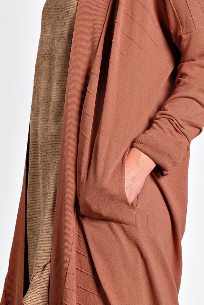 Hijab clothing ORANGE FLOWING CARDIGAN 4133  - ALVİNA