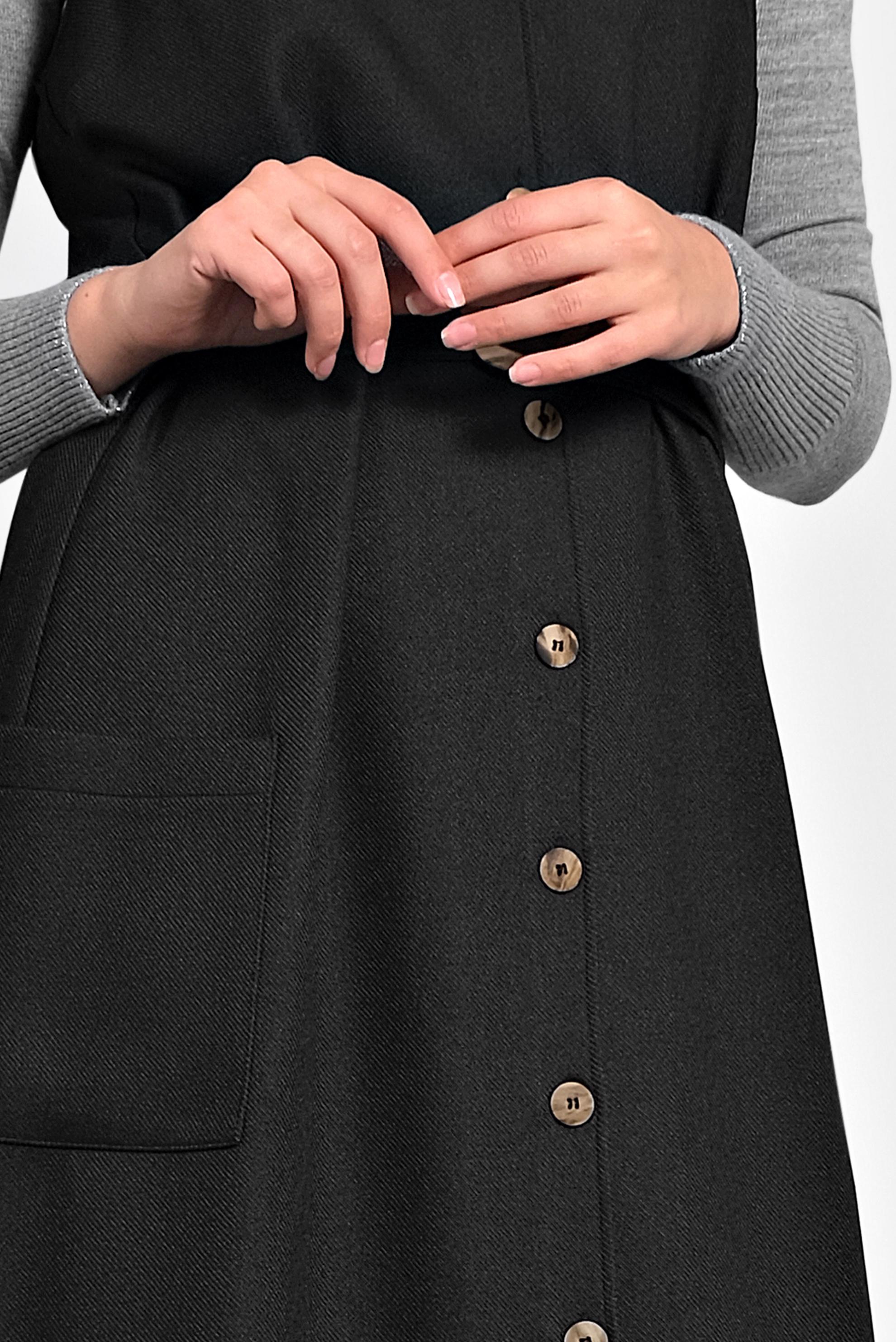 Tesettür giyim SİYAH KEMERLİ DÜĞMELİ JİLE 40218