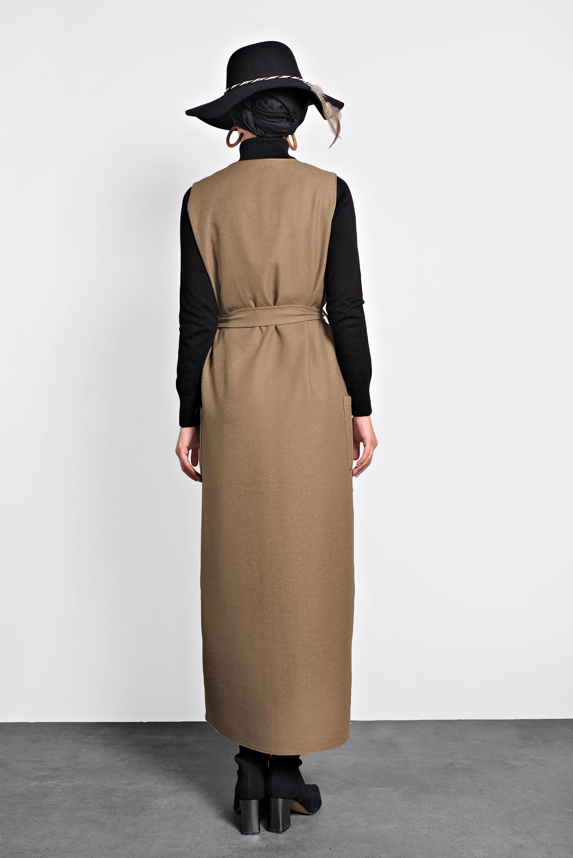 Tesettür giyim KAHVE KEMERLİ DÜĞMELİ JİLE 40218