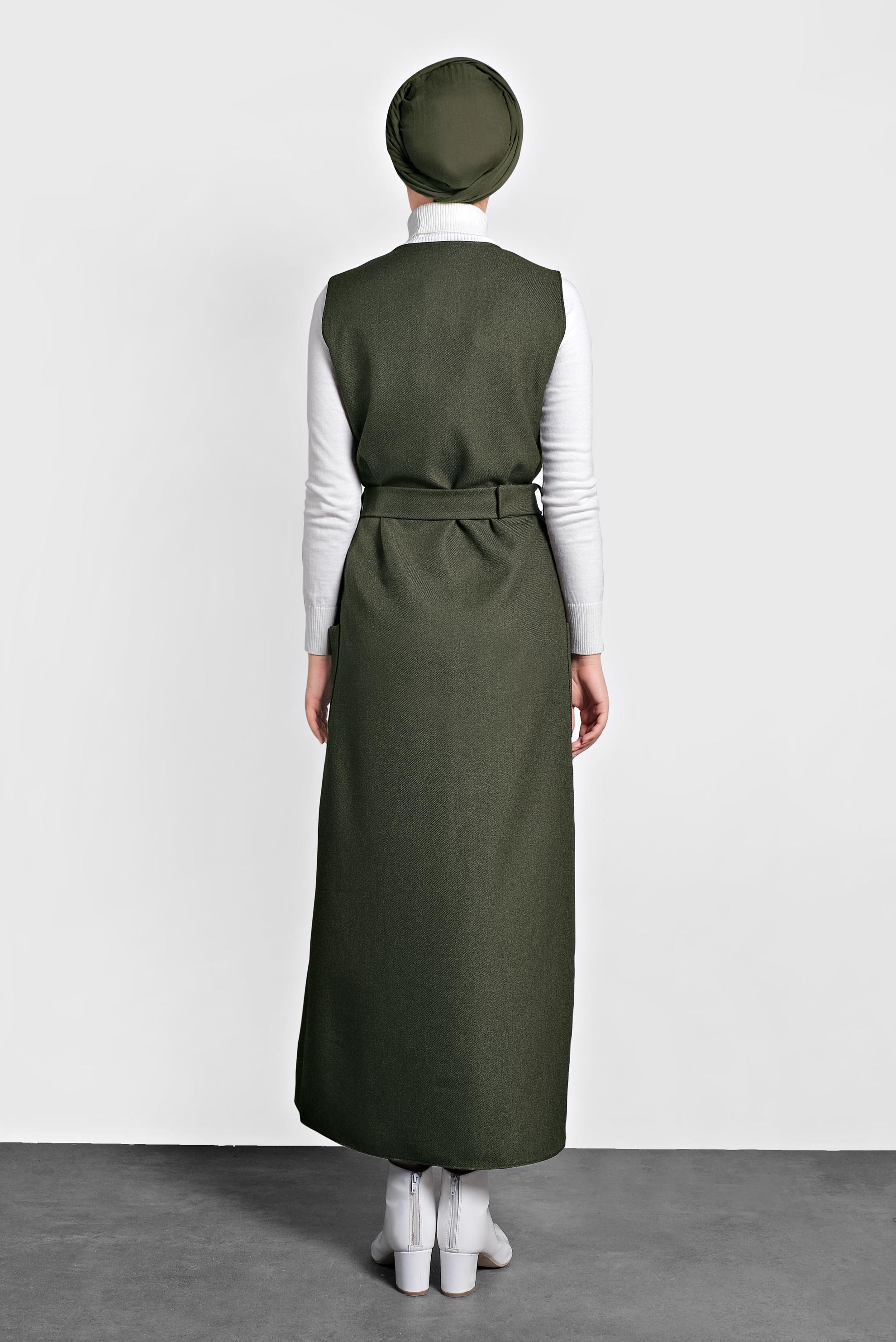 Tesettür giyim HAKİ KEMERLİ DÜĞMELİ JİLE 40218