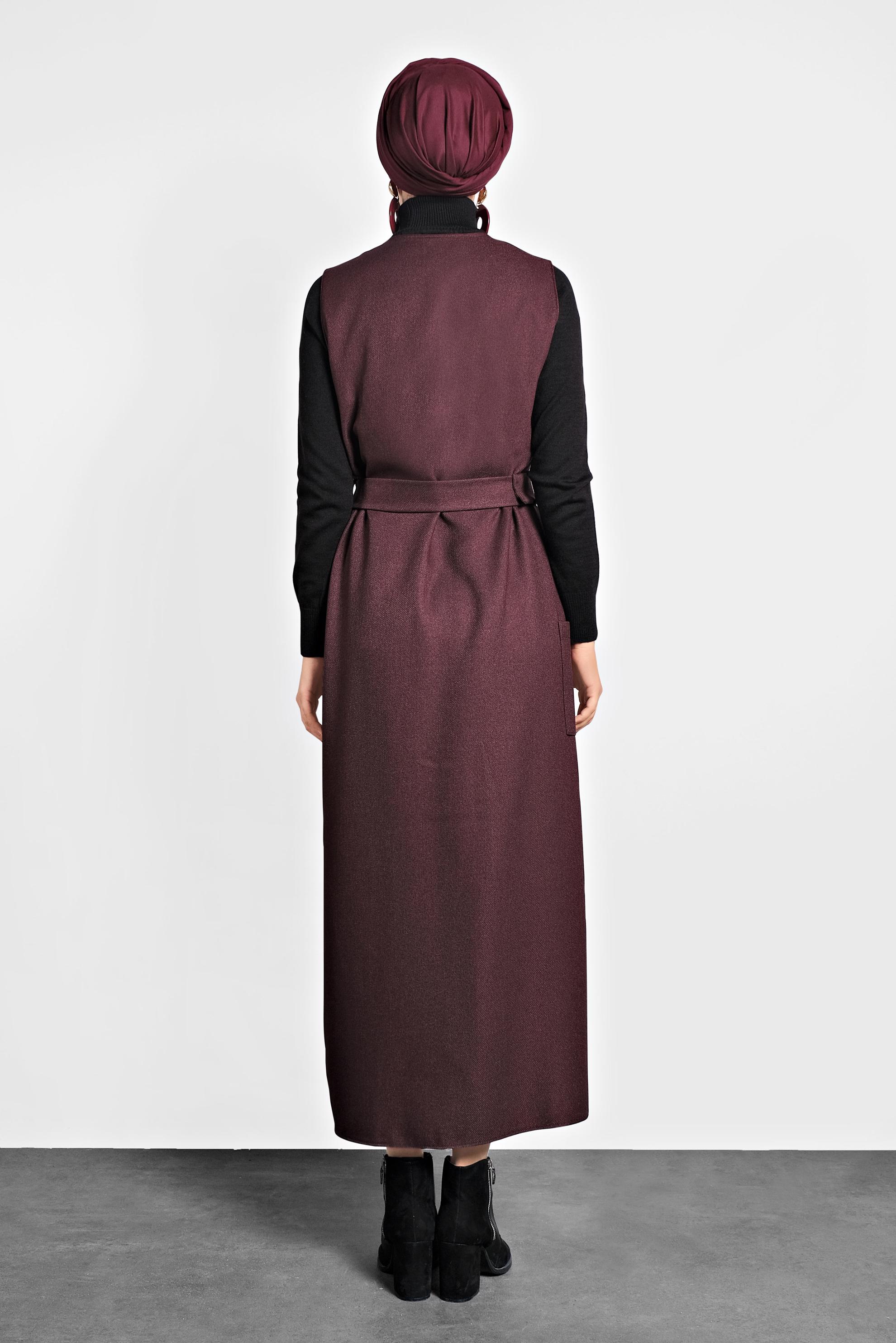 Tesettür giyim MÜRDÜM KEMERLİ DÜĞMELİ JİLE 40218