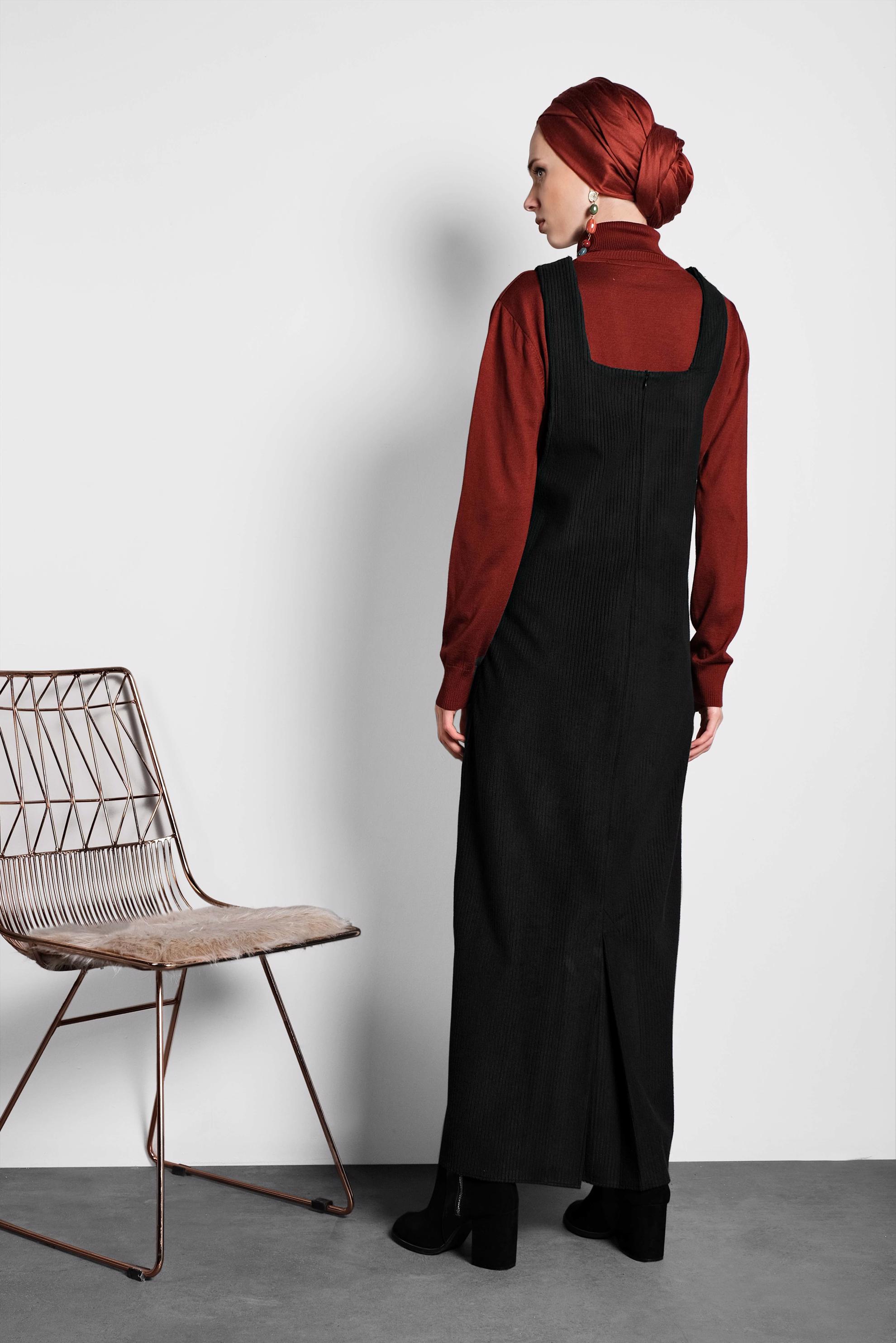 Tesettür giyim SİYAH CEPLİ KADİFE JİLE 40342 