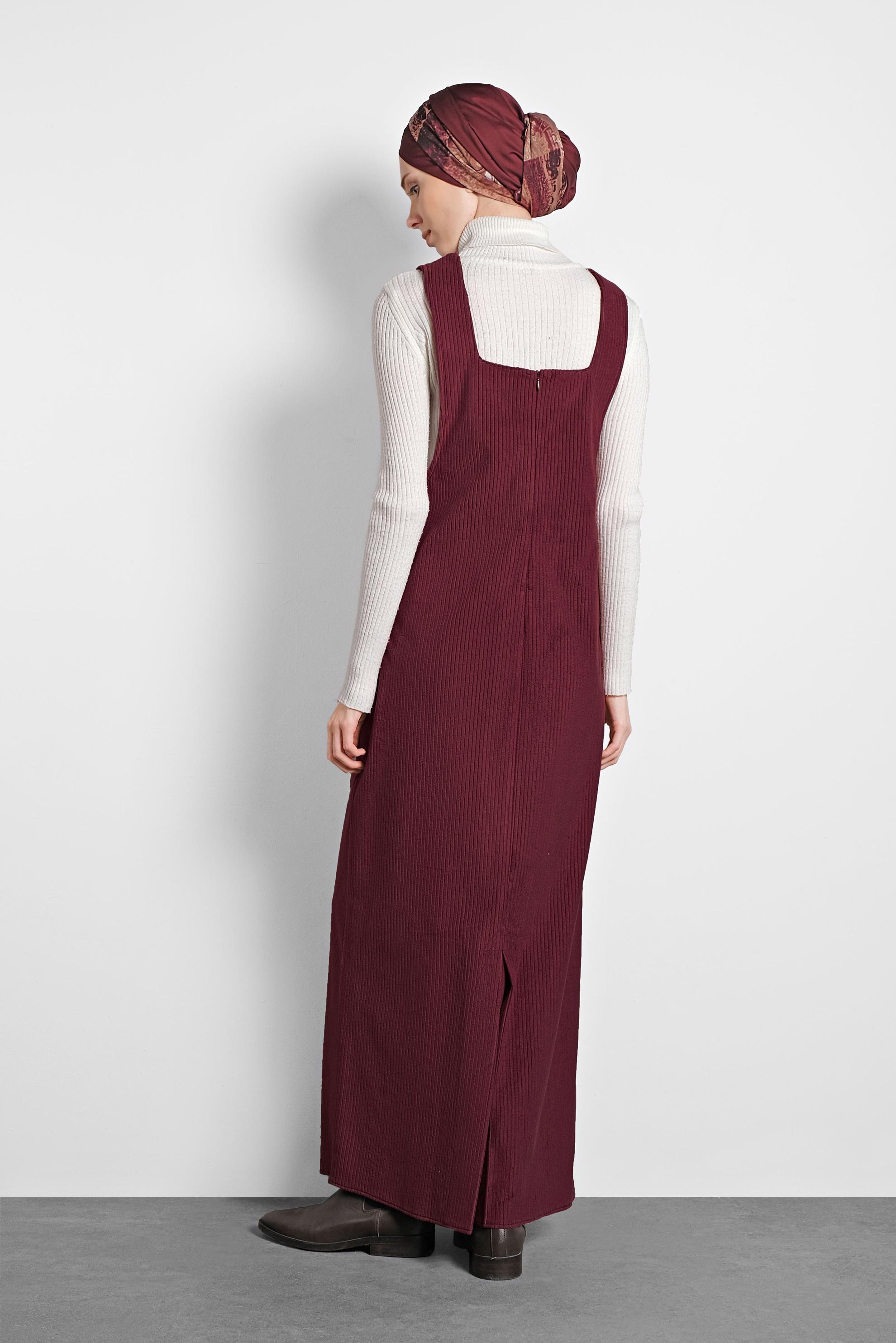 Tesettür giyim BORDO CEPLİ KADİFE JİLE 40342 
