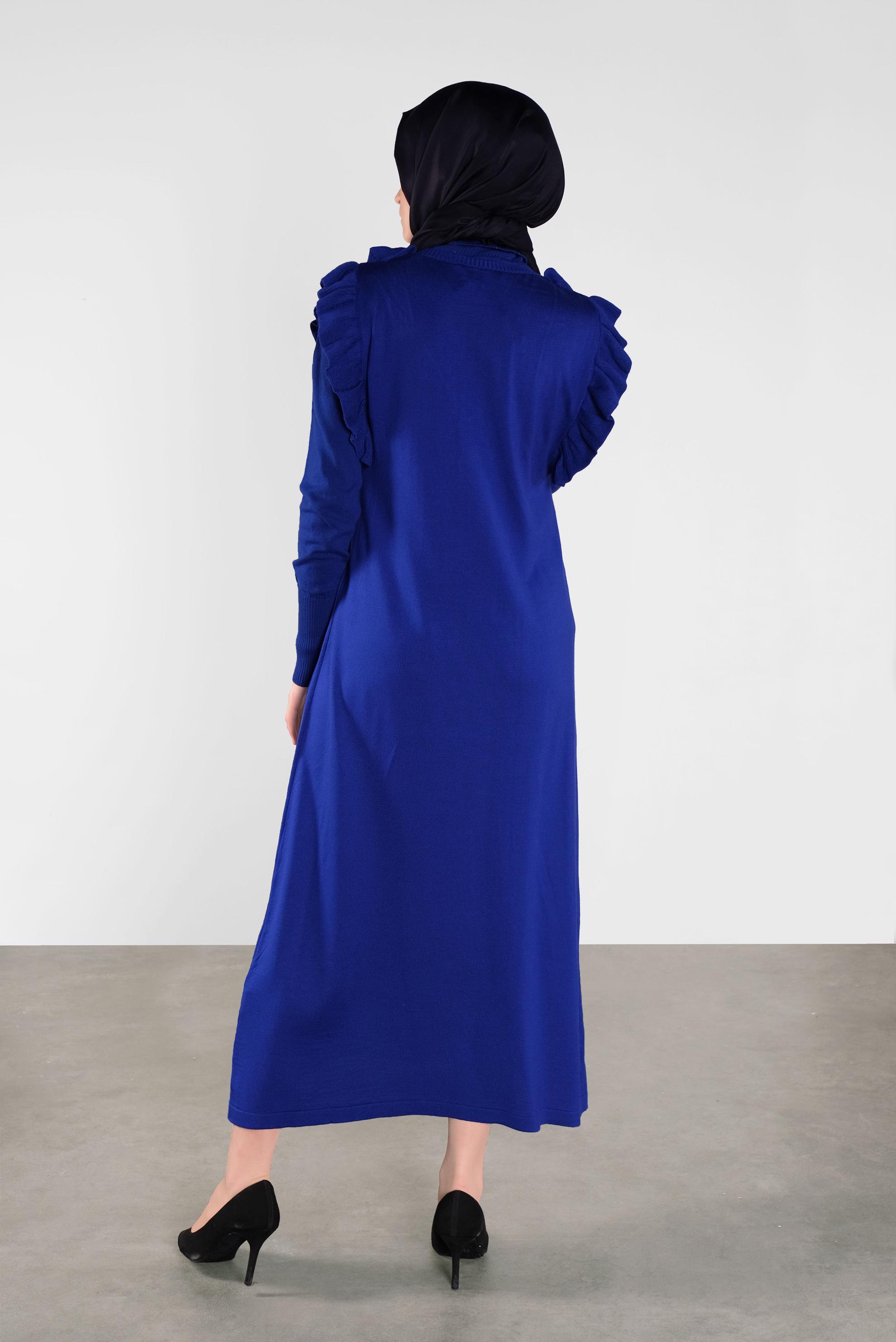 Tesettür giyim LACİVERT FIRFIR DETAYLI UZUN TRİKO JİLE 41036 