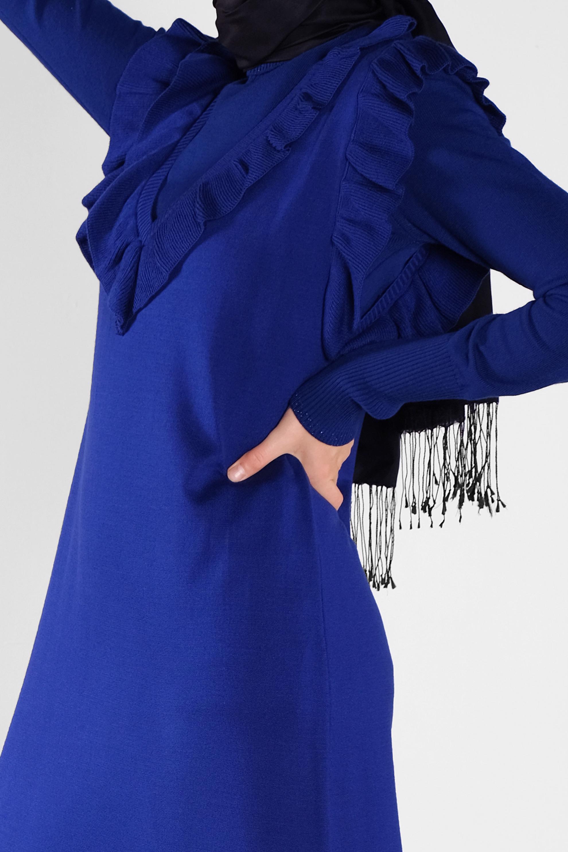 Tesettür giyim LACİVERT FIRFIR DETAYLI UZUN TRİKO JİLE 41036 