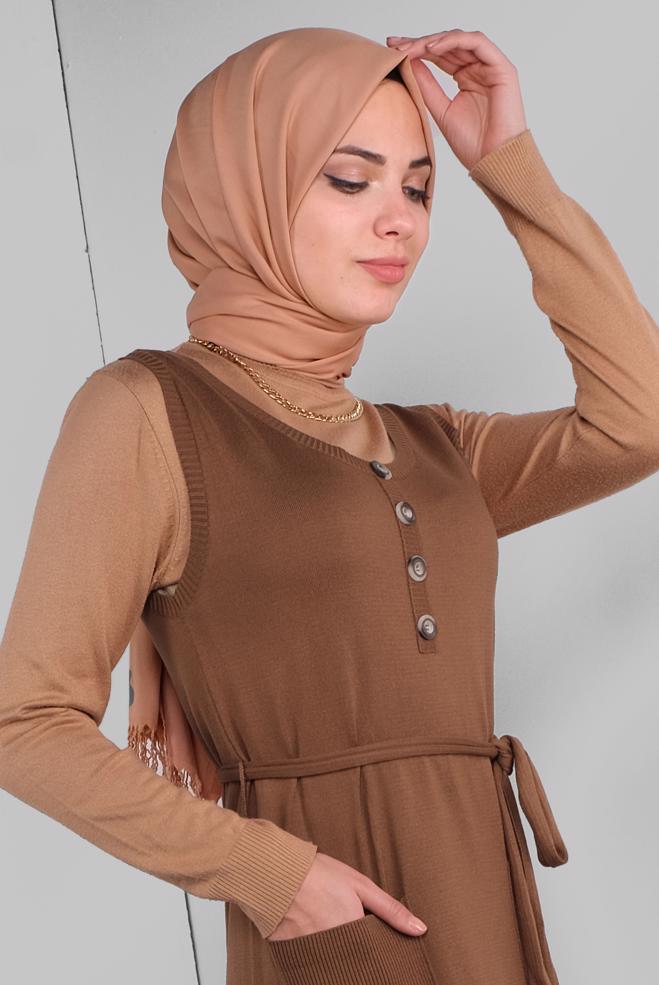 Tesettür giyim  KUŞAKLI TRİKO JİLE 41037  - ALVİNA