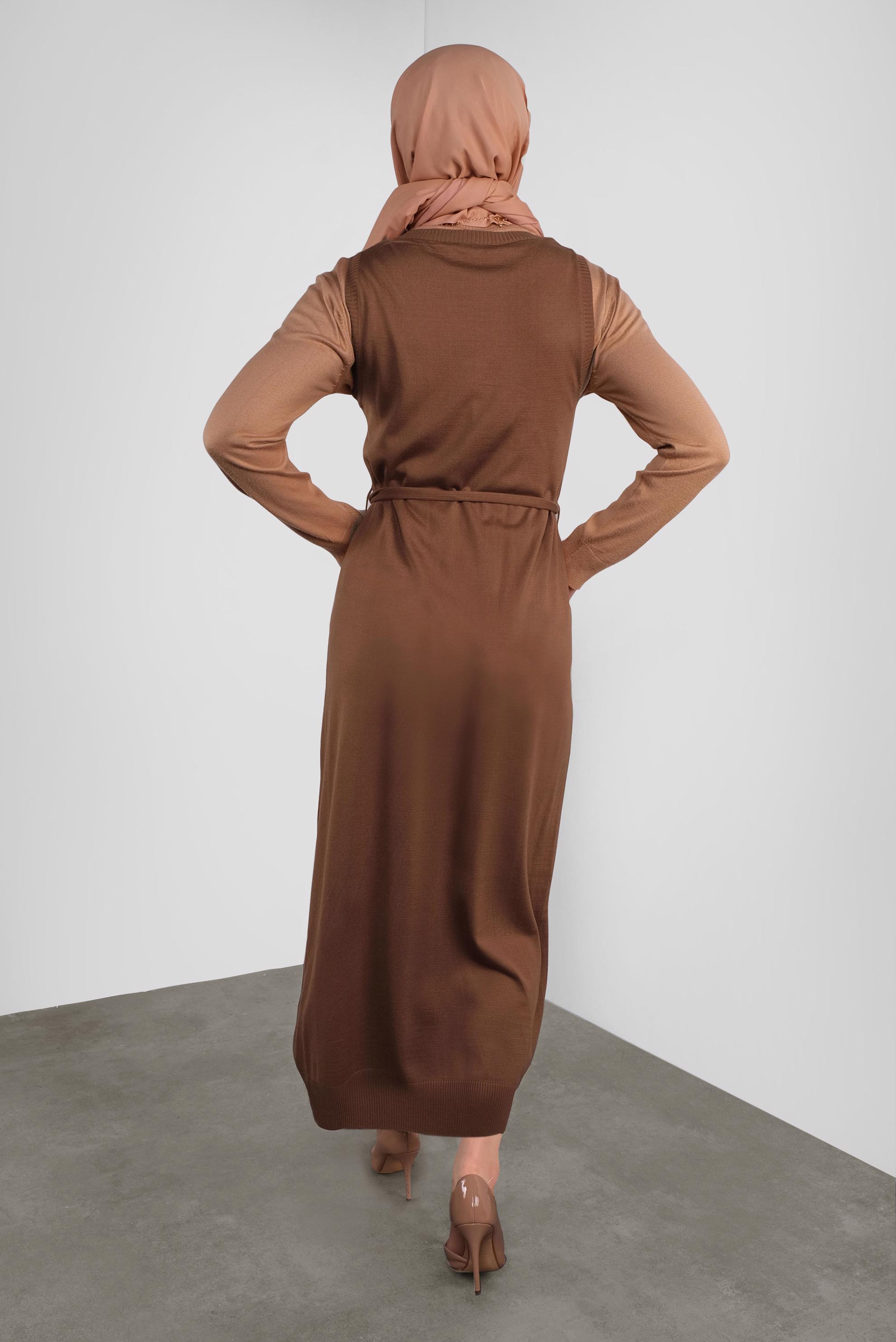 Tesettür giyim TABA KUŞAKLI TRİKO JİLE 41037 