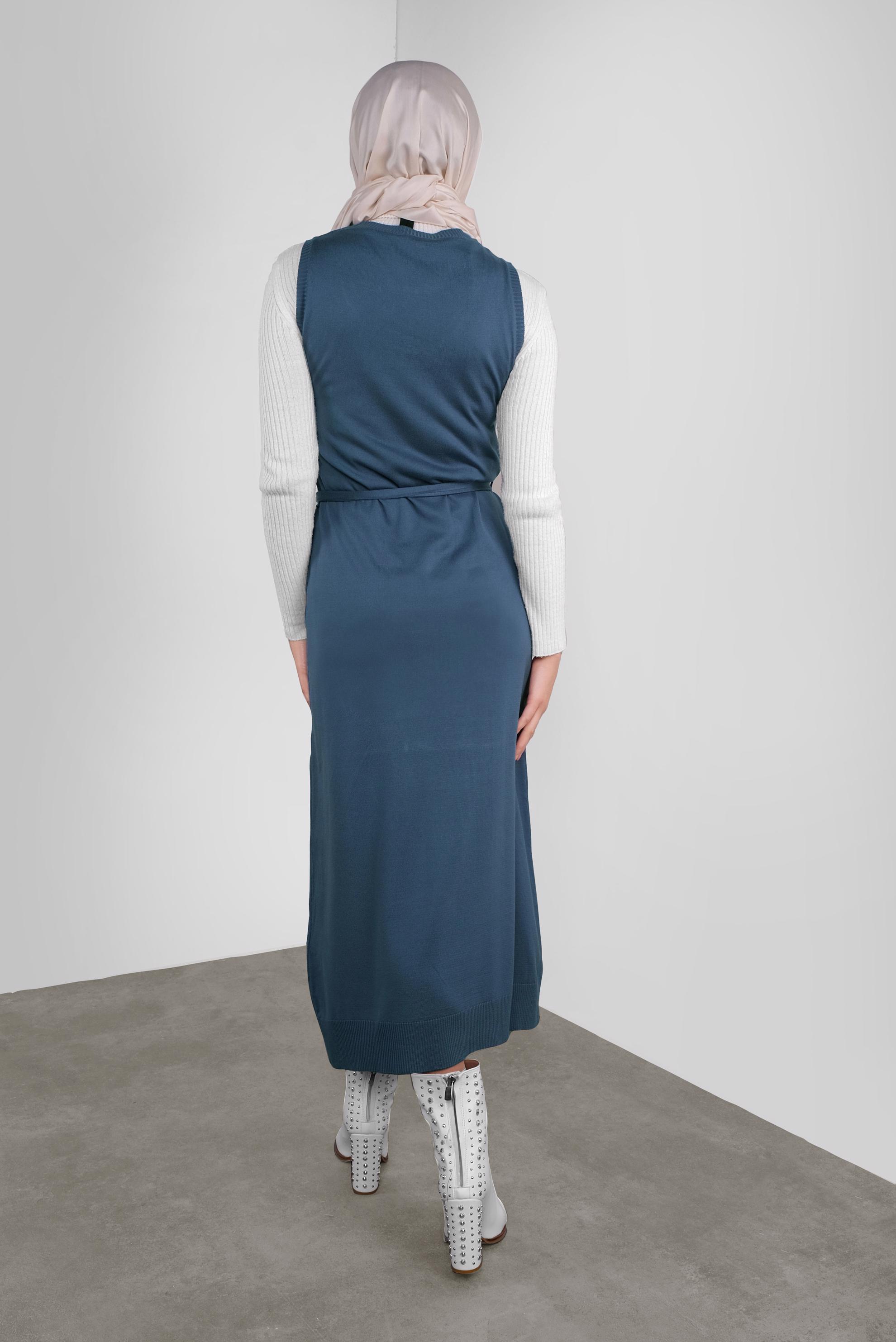 Tesettür giyim LACİVERT KUŞAKLI TRİKO JİLE 41037 