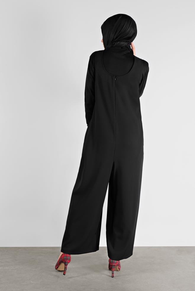 Hijab clothing BLACK BUTTONED PINAFORE SKIRT 41118 - ALVİNA