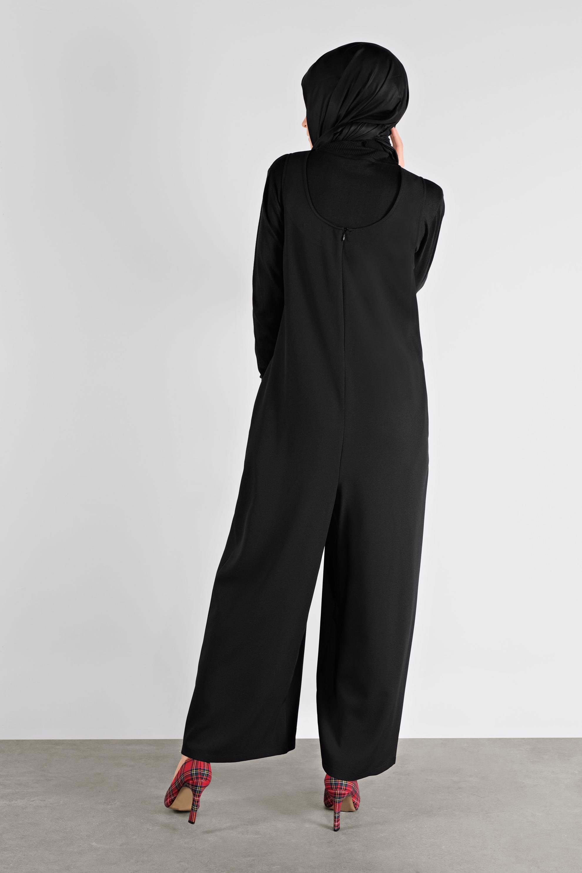 Tesettür giyim SİYAH DÜĞMELİ JİLE 41118 