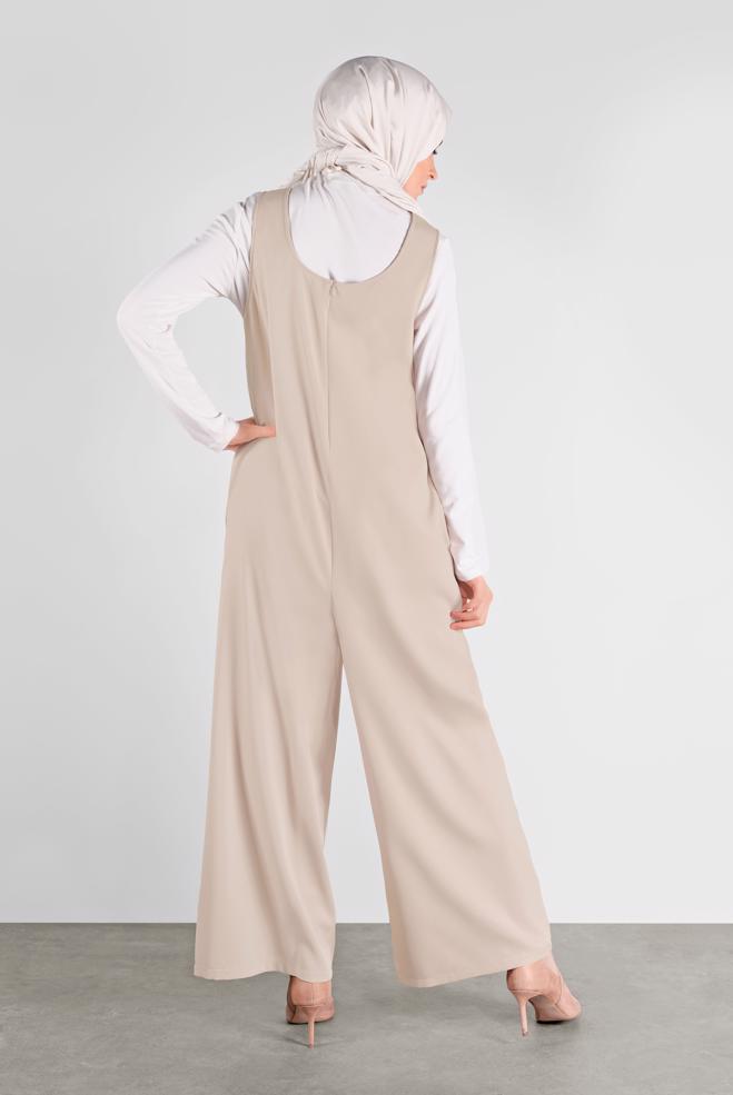 Hijab clothing BEIGE BUTTONED PINAFORE SKIRT 41118 - ALVİNA