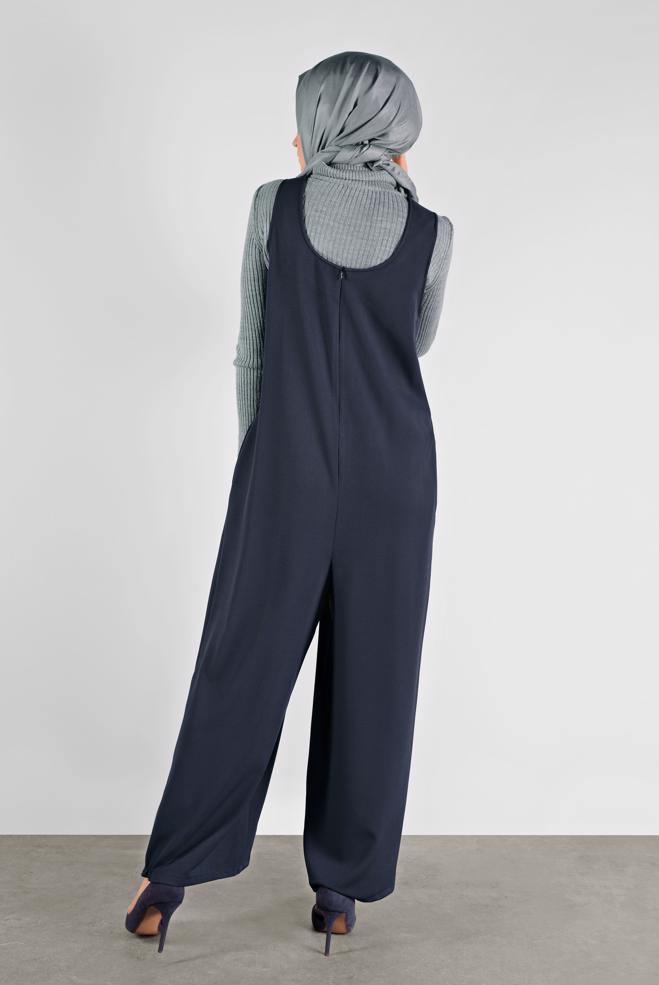 Hijab clothing NAVY BLUE BUTTONED PINAFORE SKIRT 41118 - ALVİNA