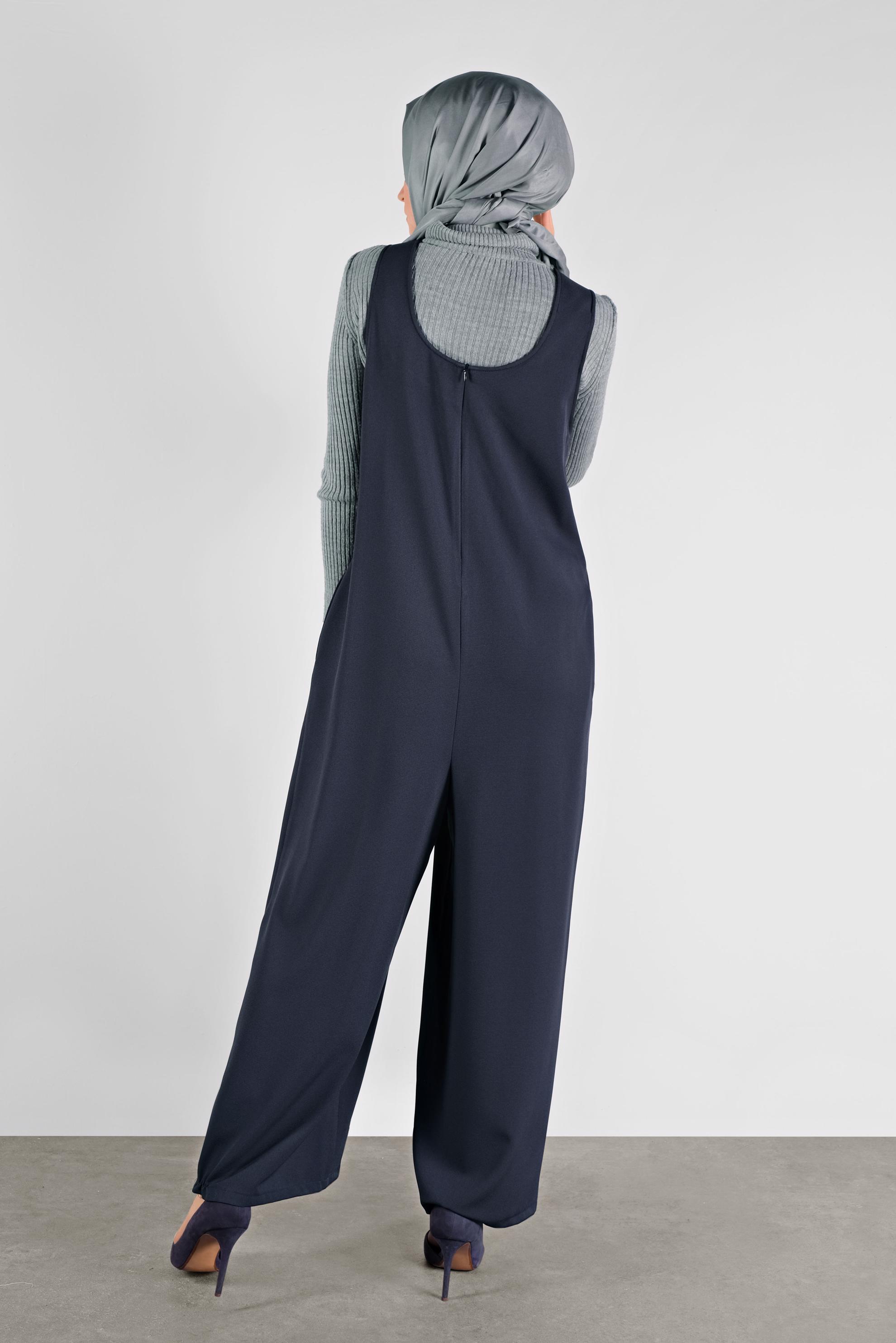 Tesettür giyim LACİVERT DÜĞMELİ JİLE 41118 