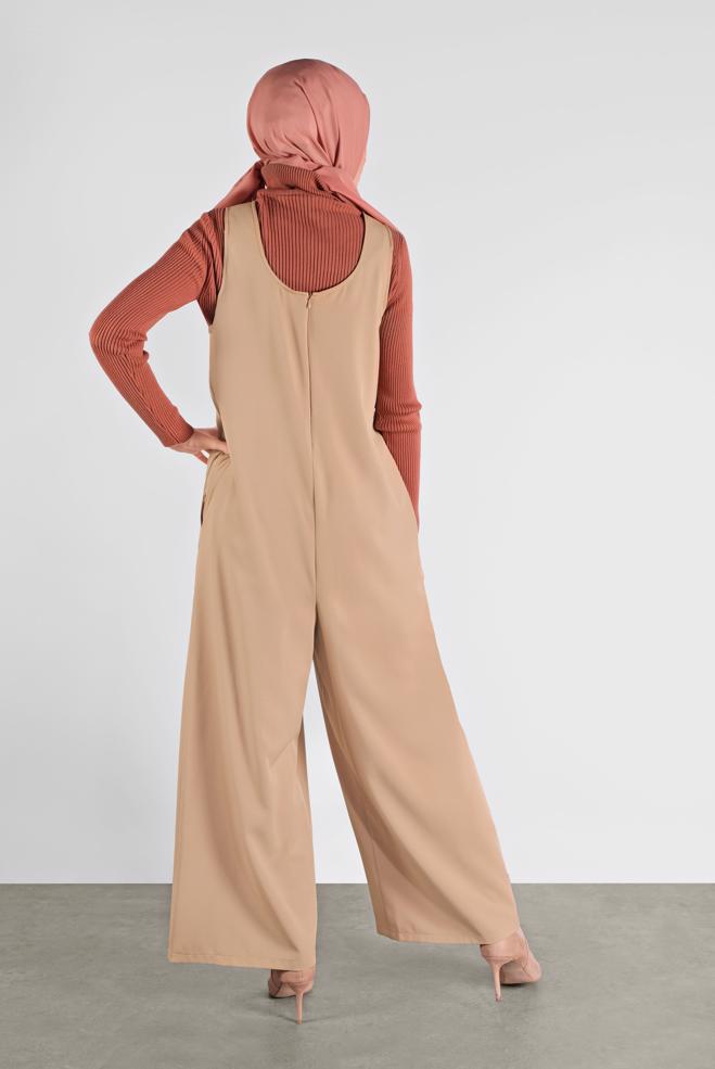 Hijab clothing BROWN BUTTONED PINAFORE SKIRT 41118 - ALVİNA