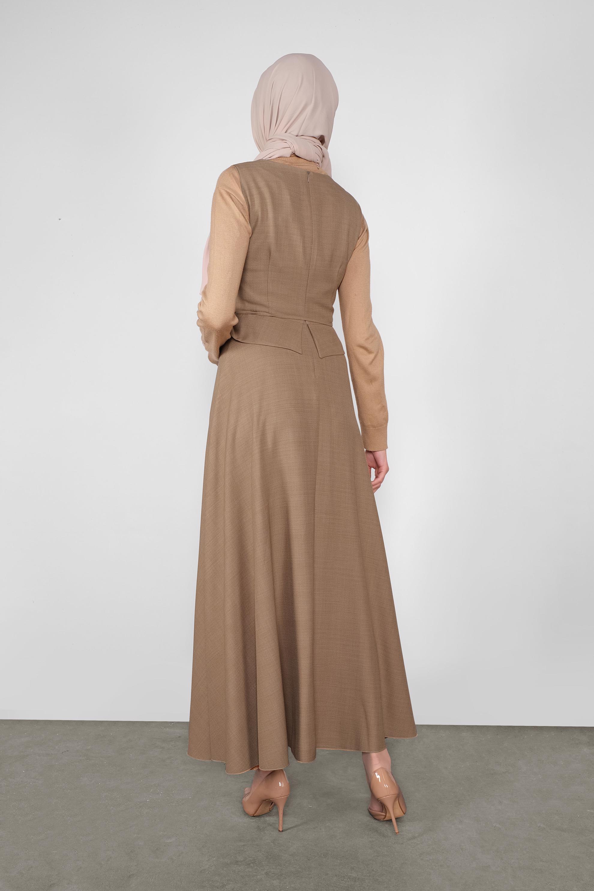 Tesettür giyim KAHVE BELDEN BAĞLAMALI JİLE 41120 