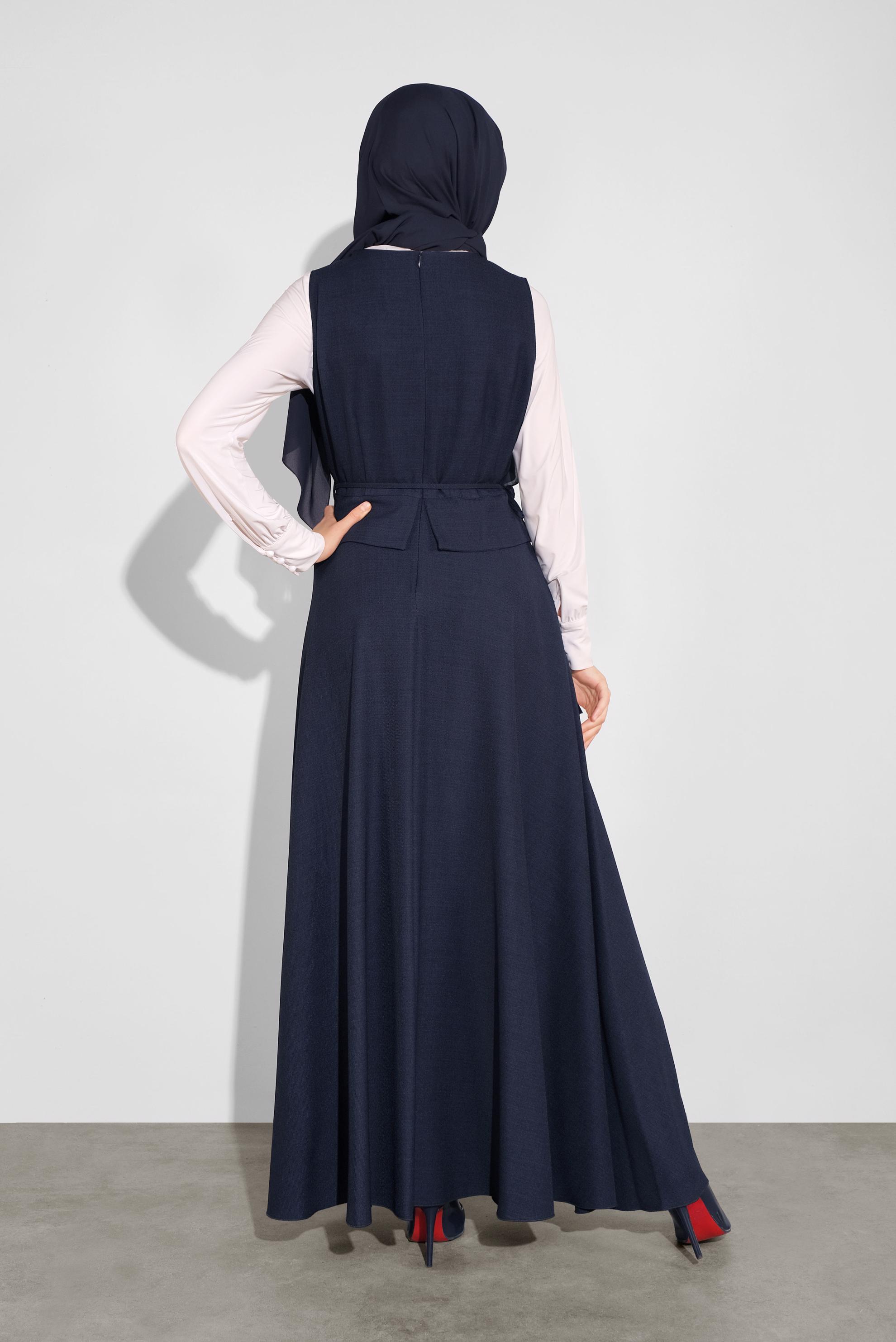 Tesettür giyim LACİVERT BELDEN BAĞLAMALI JİLE 41120 