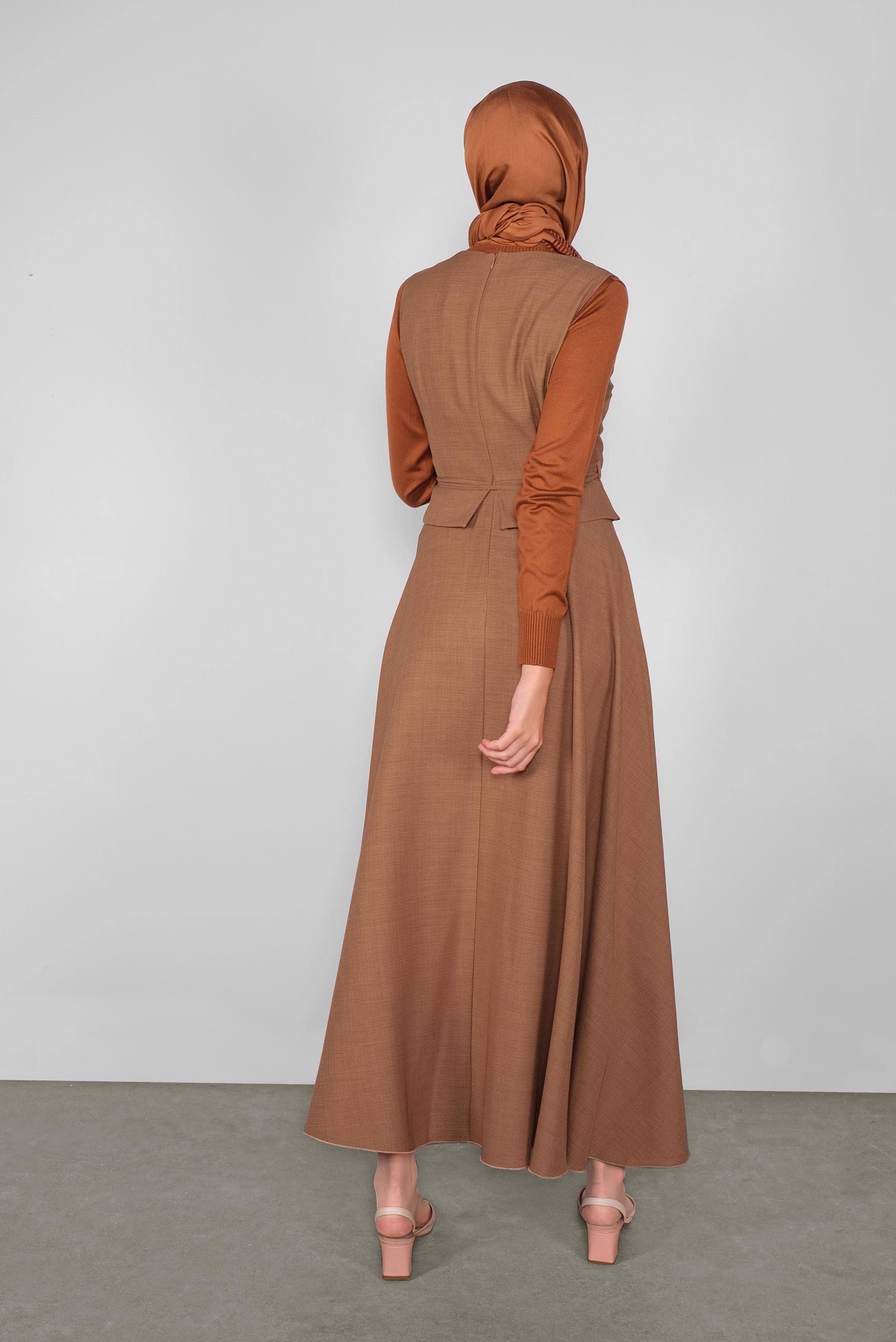 Tesettür giyim KAHVE BELDEN BAĞLAMALI JİLE 41120 