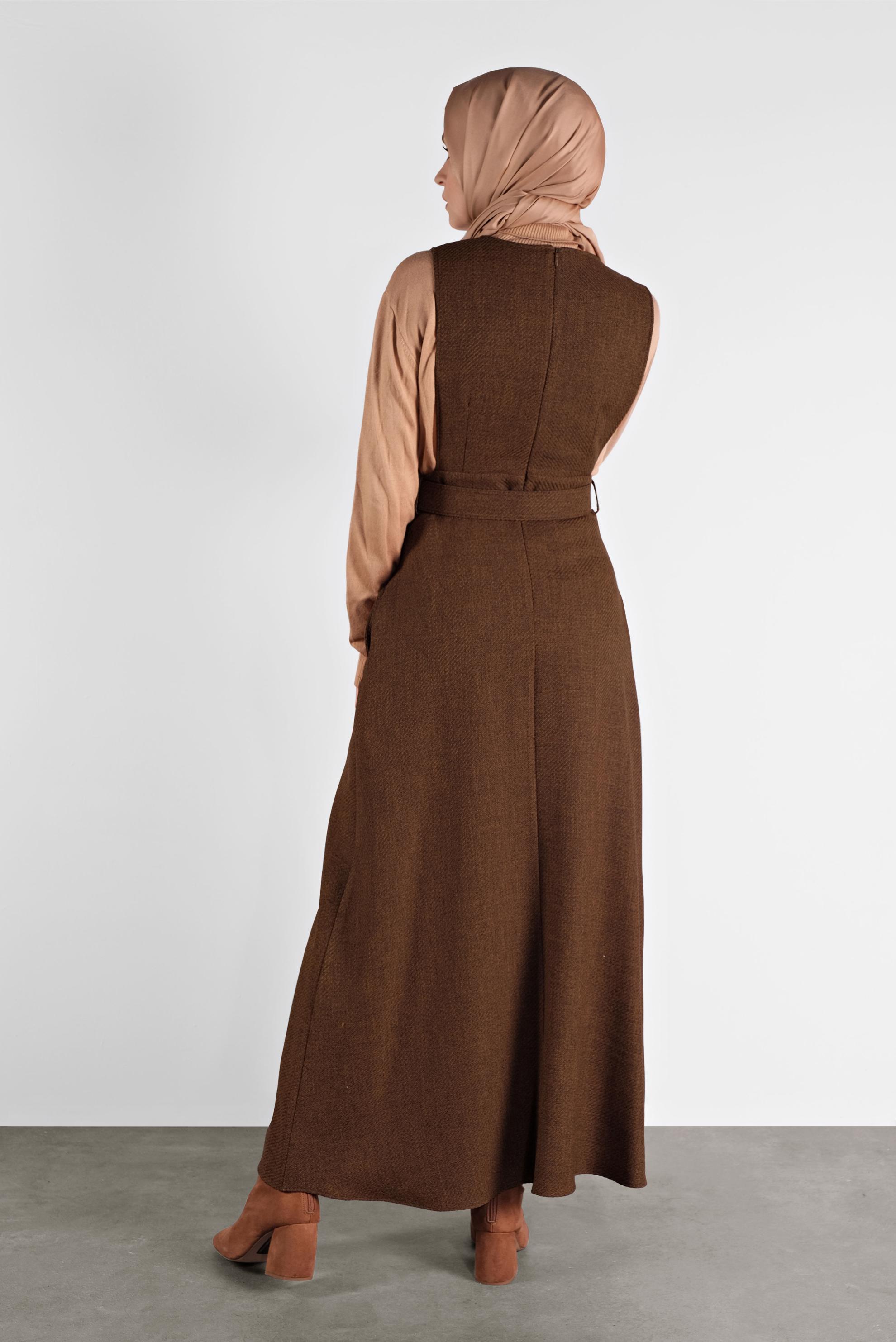 Tesettür giyim TABA KEMERLİ DÜĞMELİ JİLE KADIN TESETTÜR 41144 