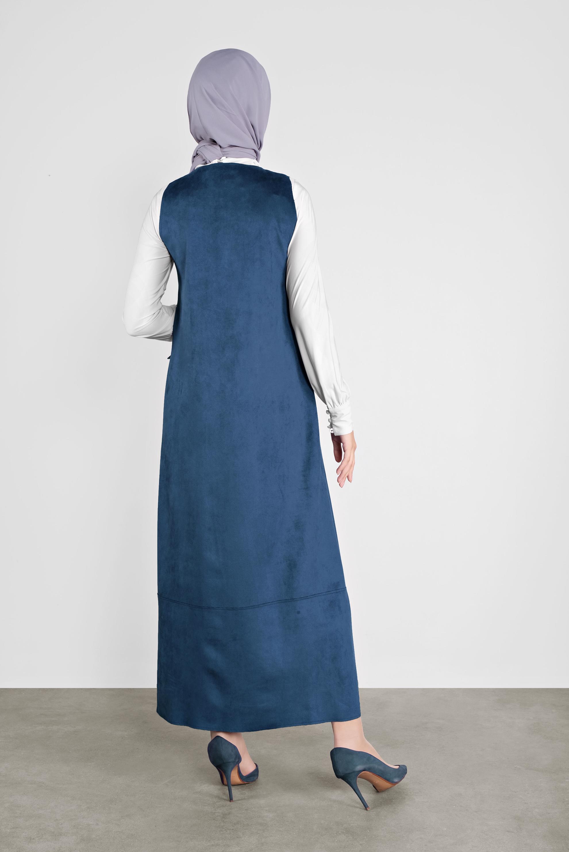 Tesettür giyim LACİVERT DÜĞMELİ CEPLİ SÜET JİLE 41145