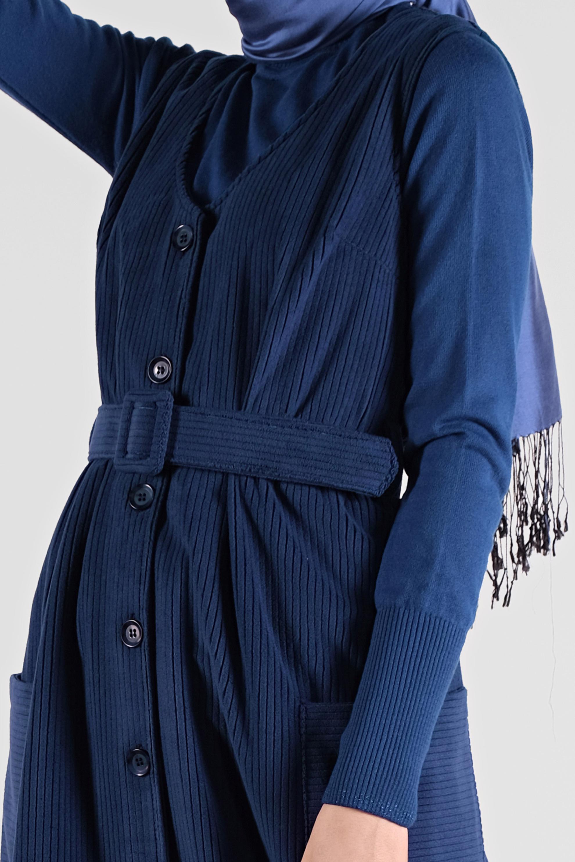 Tesettür giyim LACİVERT ÖNDEN DÜĞMELİ KADİFE JİLE 41146