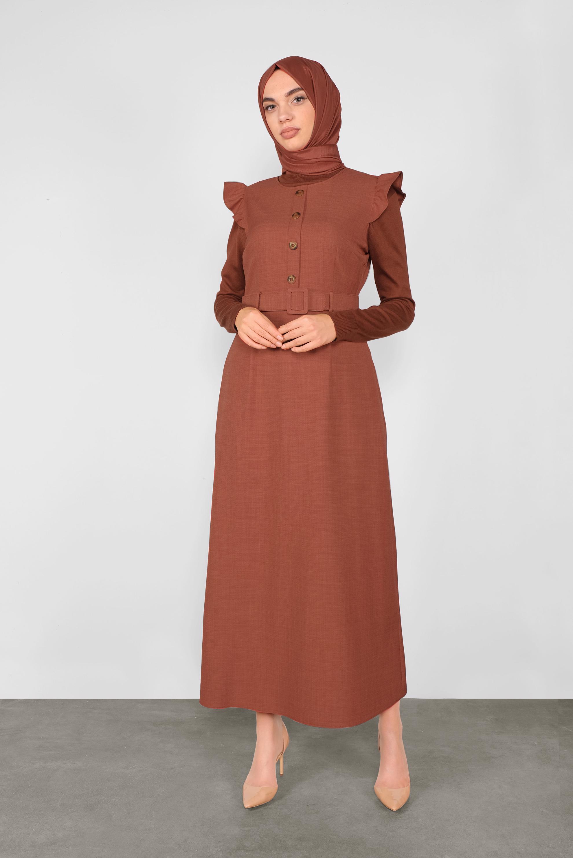 Tesettür giyim TURUNCU FIRFIRLI DÜĞMELİ JİLE 41199