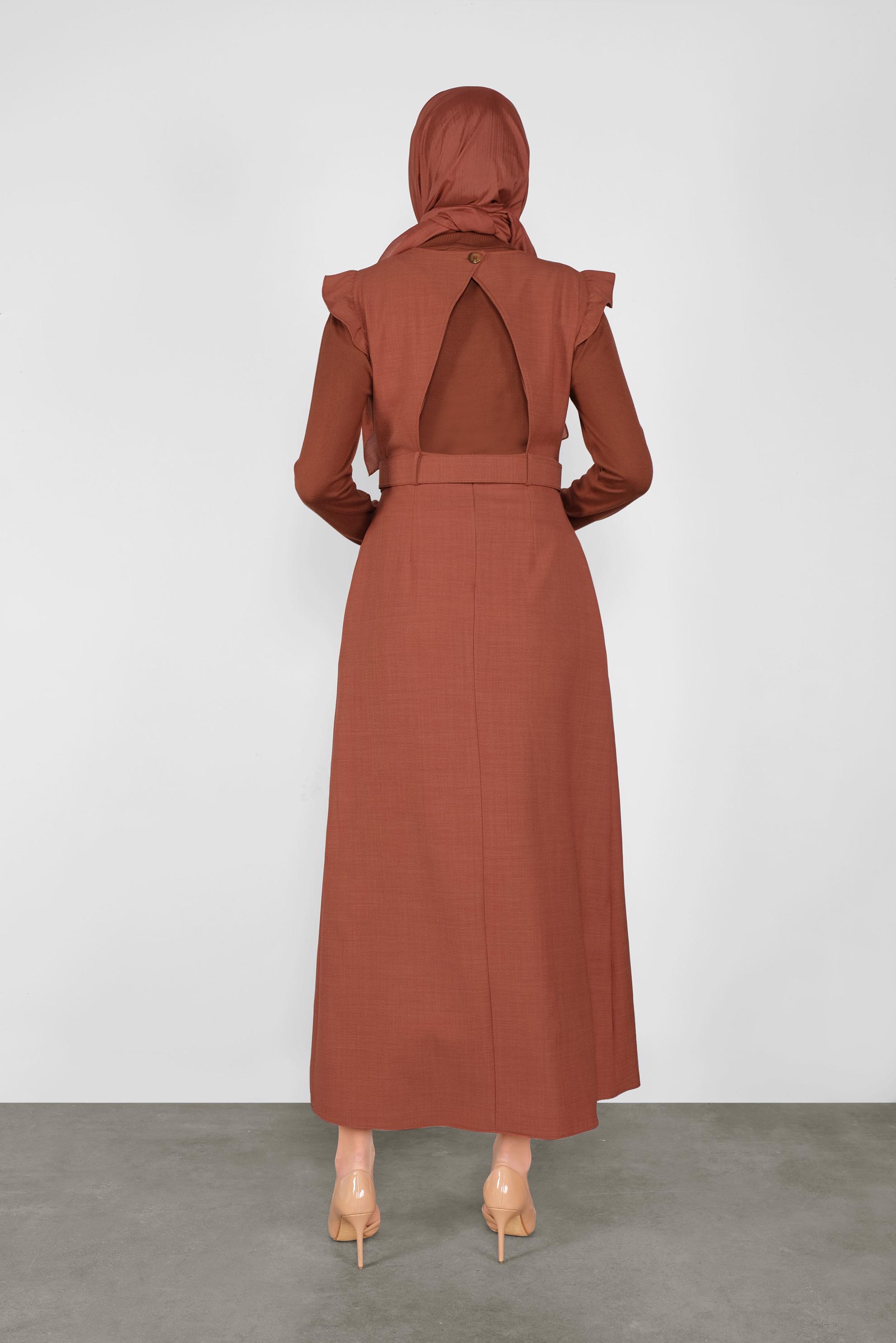 Tesettür giyim TURUNCU FIRFIRLI DÜĞMELİ JİLE 41199