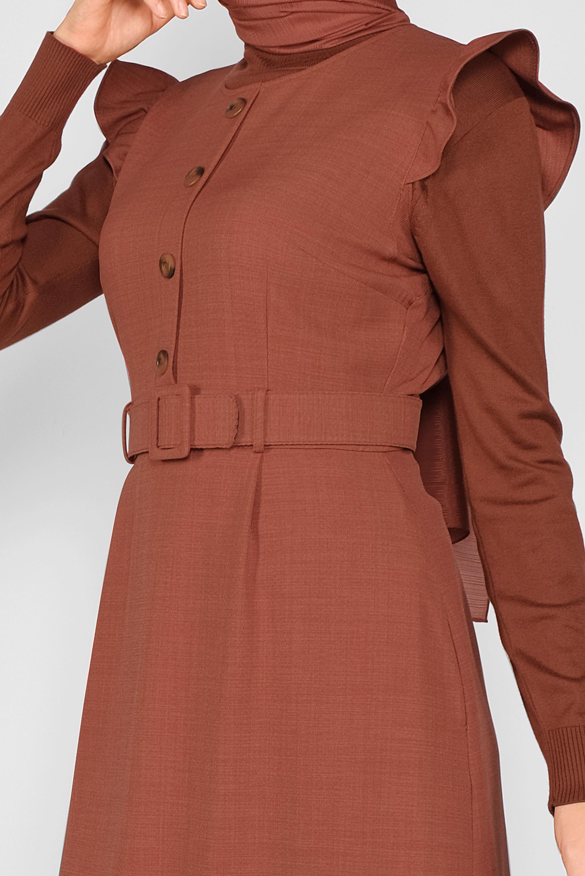 Tesettür giyim TURUNCU FIRFIRLI DÜĞMELİ JİLE 41199