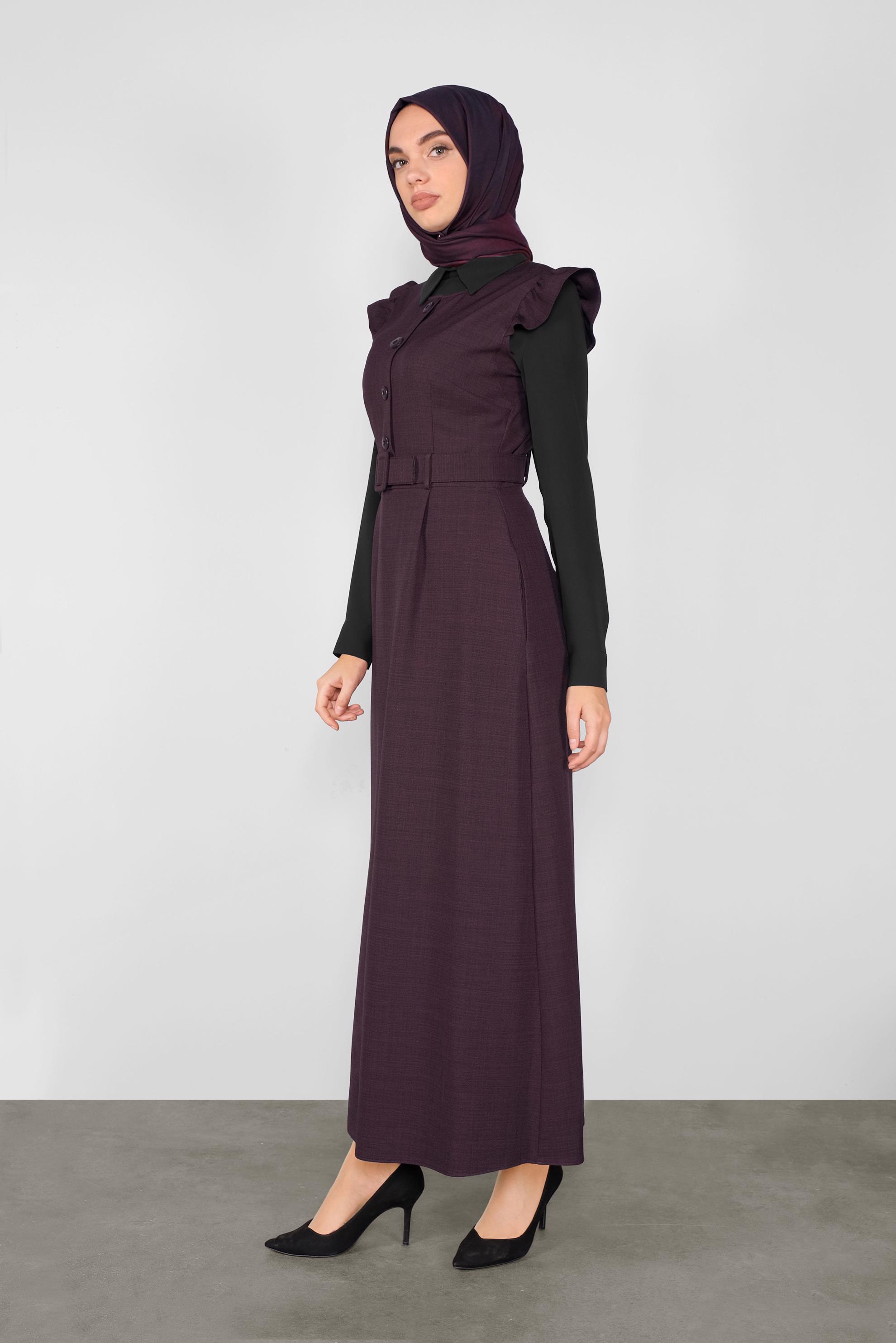 Tesettür giyim MÜRDÜM FIRFIRLI DÜĞMELİ JİLE 41199