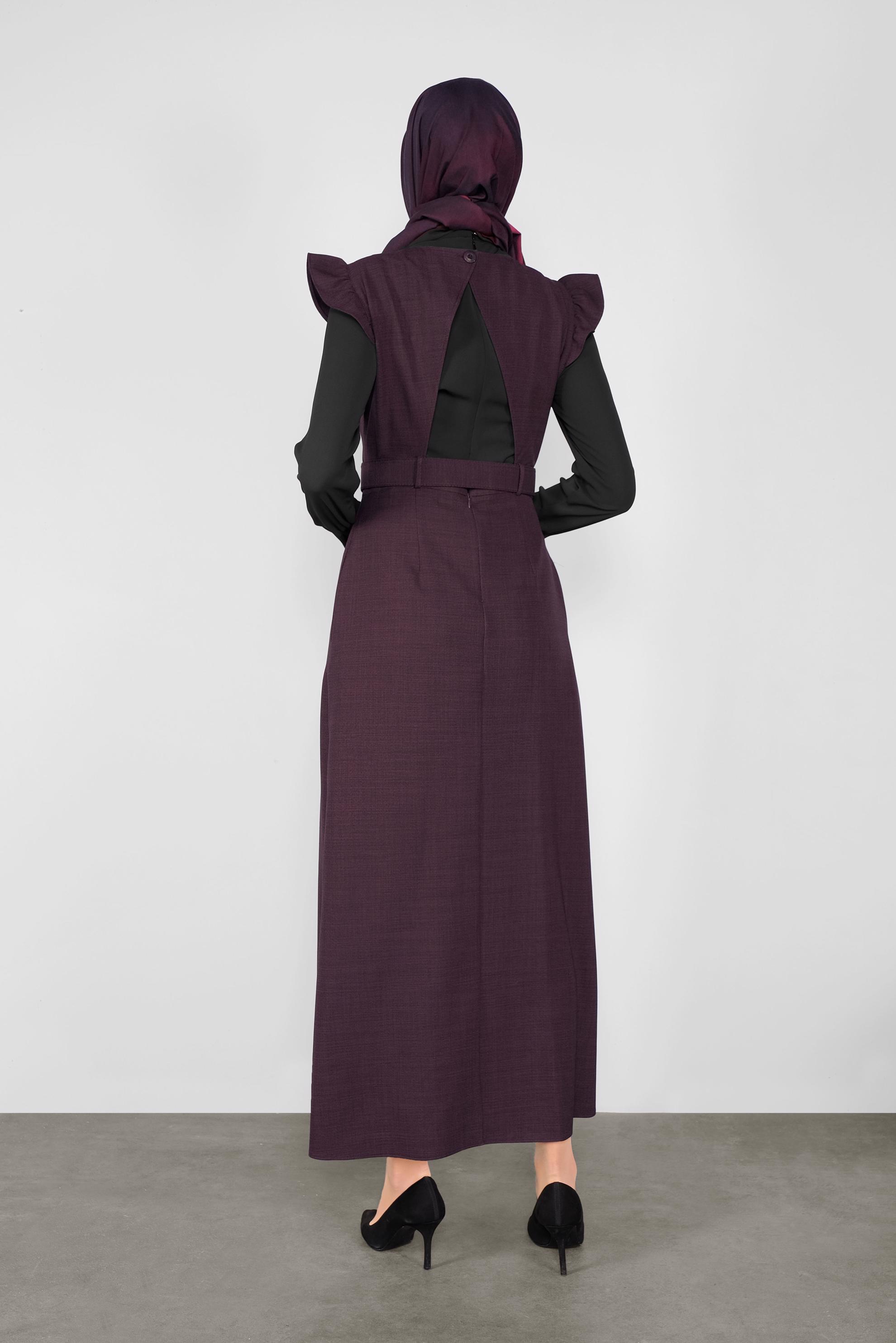 Tesettür giyim MÜRDÜM FIRFIRLI DÜĞMELİ JİLE 41199