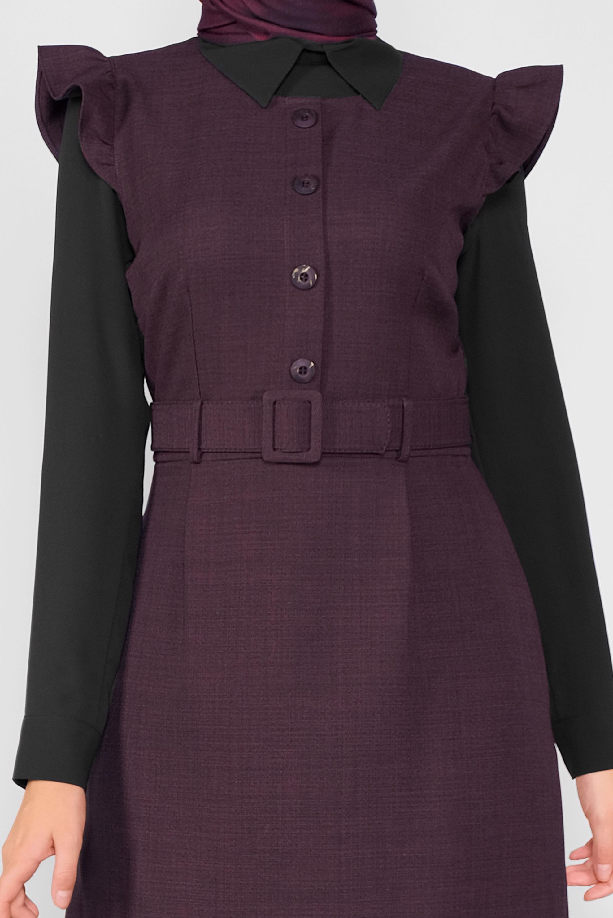 Tesettür giyim MÜRDÜM FIRFIRLI DÜĞMELİ JİLE 41199