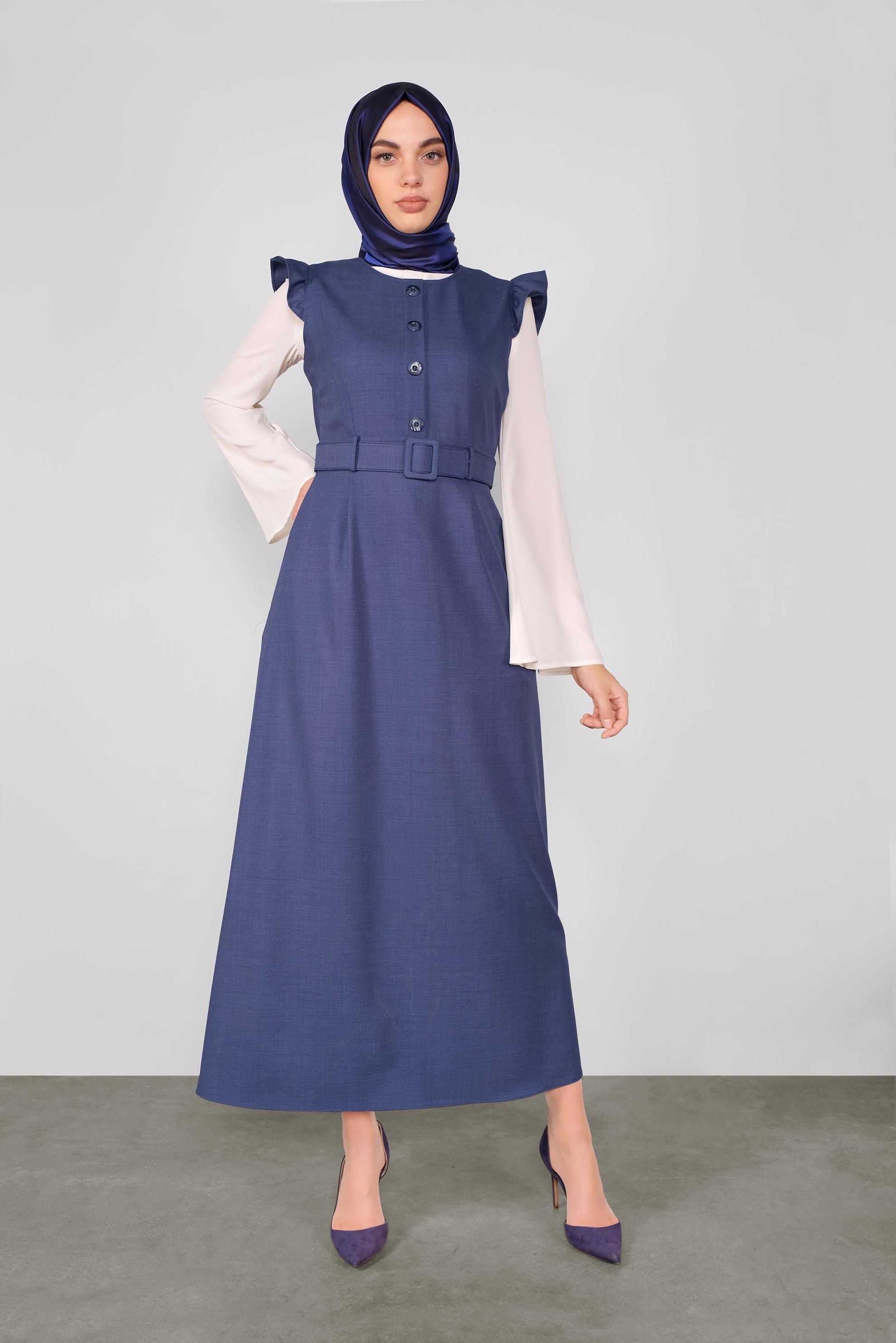 Tesettür giyim LACİVERT FIRFIRLI DÜĞMELİ JİLE 41199