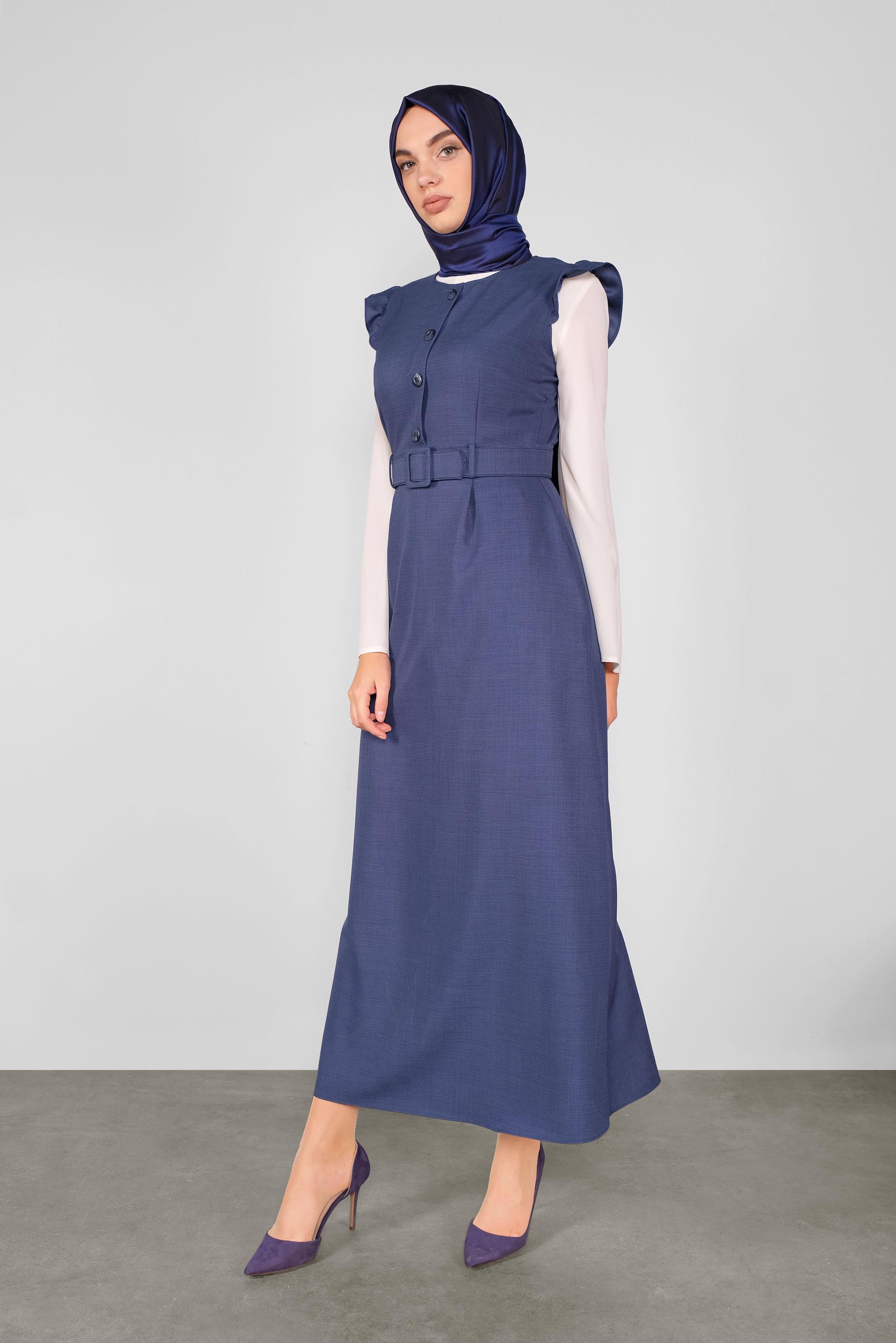 Tesettür giyim LACİVERT FIRFIRLI DÜĞMELİ JİLE 41199